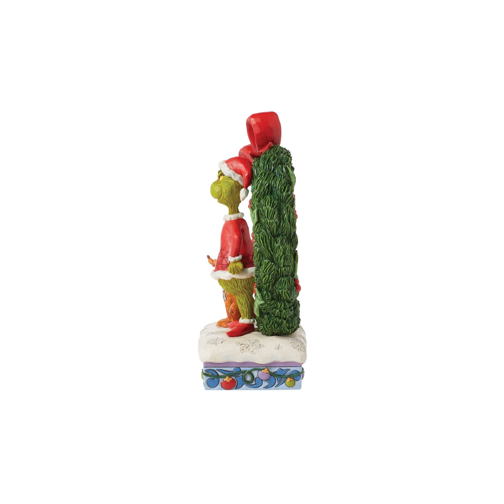 Grinch & Max in Wreath Figurine - Christmas Decor, Holiday Home Decoration, Collectible Gift for Xmas - Perfect for Tree Topper, Mantel Display, and Party Centerpiece