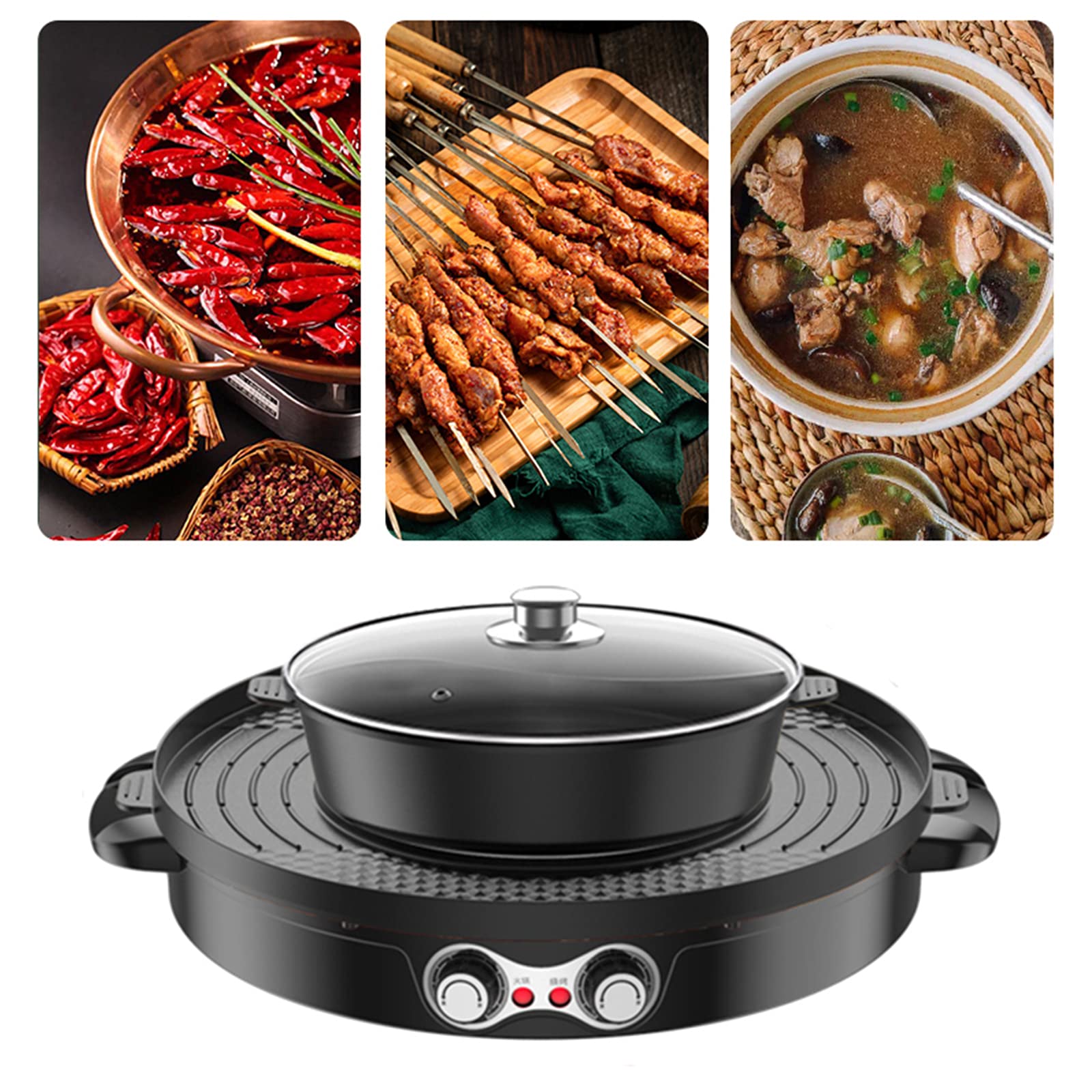 TFCFL Electric Hot Pot & BBQ Grill - 2-in-1 Double Separation Smokeless Grill Pan with Ceramic Coating, 110V for Indoor Cooking | Perfect for Family Gatherings, Parties & Home Dining