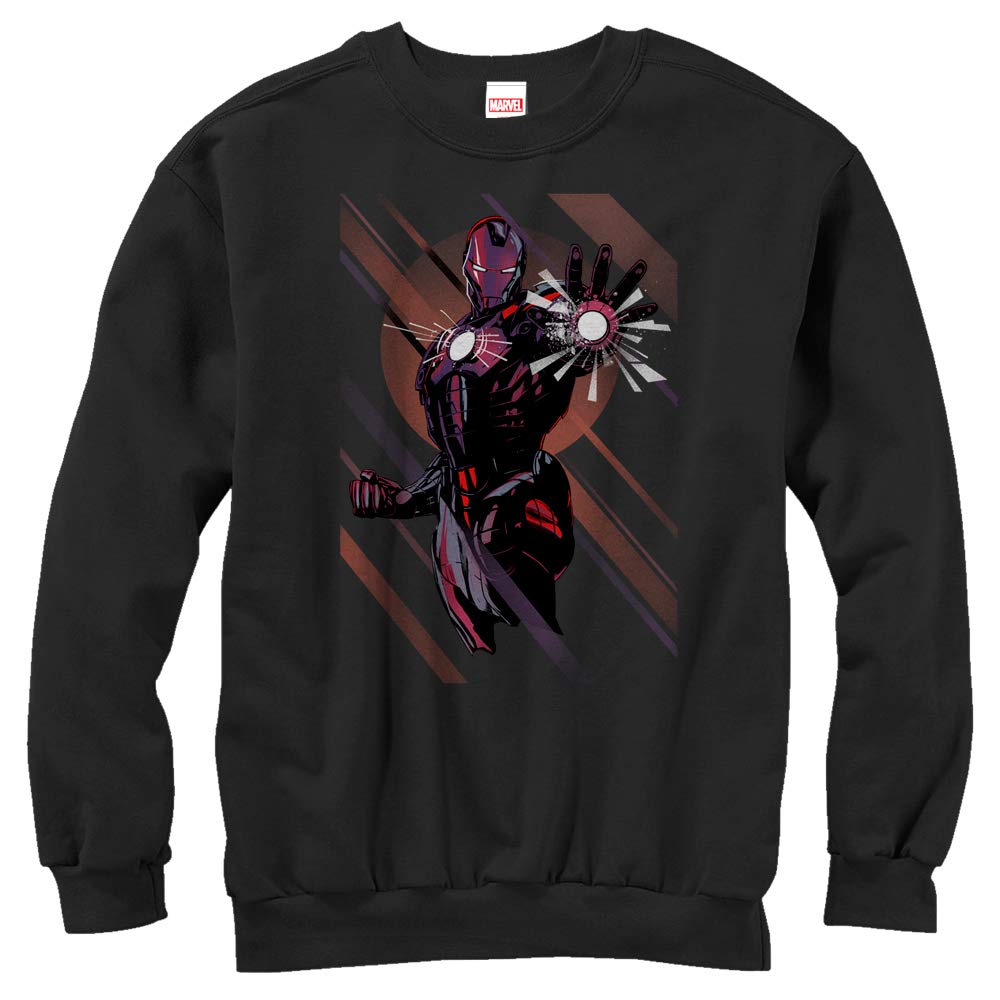 Marvel Iron Man Heart Graphic Sweatshirt for Men - Black, Large Size - Comfortable Pullover Hoodie for Casual Wear, Cosplay & Superhero Fans