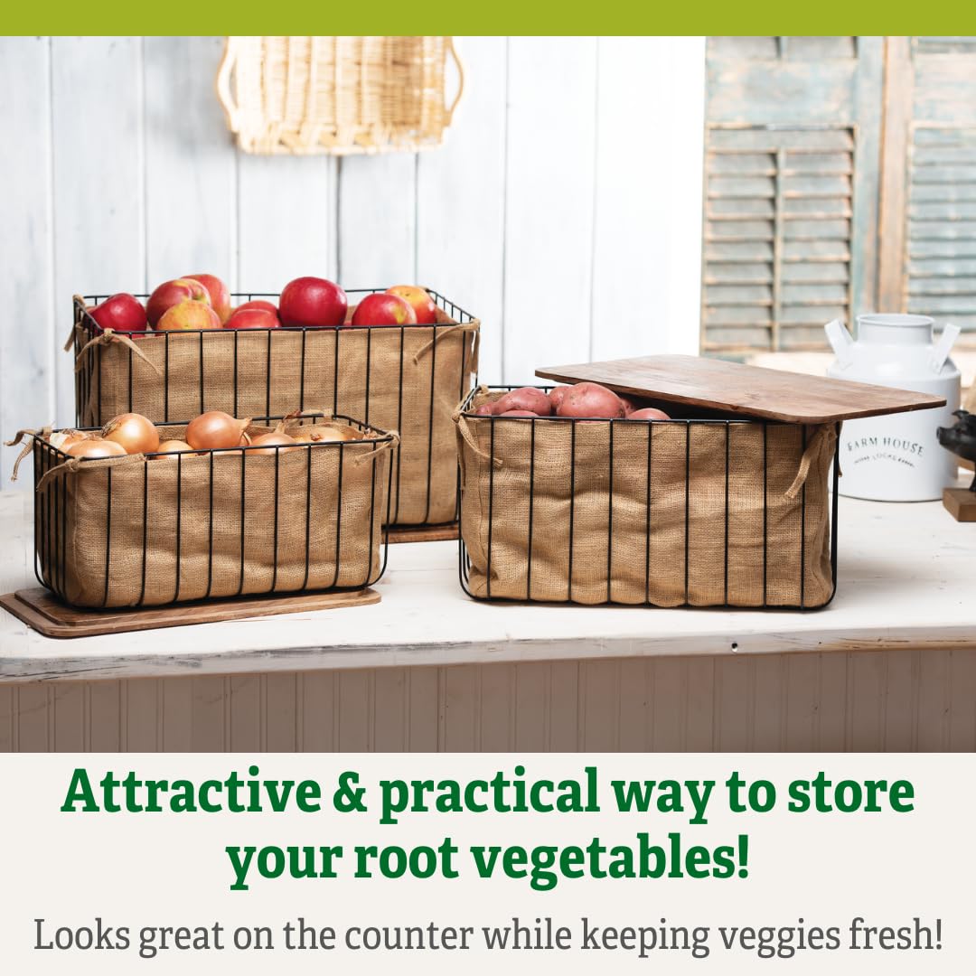 Stackable Root Vegetable Storage Bins Set for Potatoes, Onions & Carrots - Durable Plastic Garden Harvest Organizer for Kitchen Pantry & Root Cellar Organization