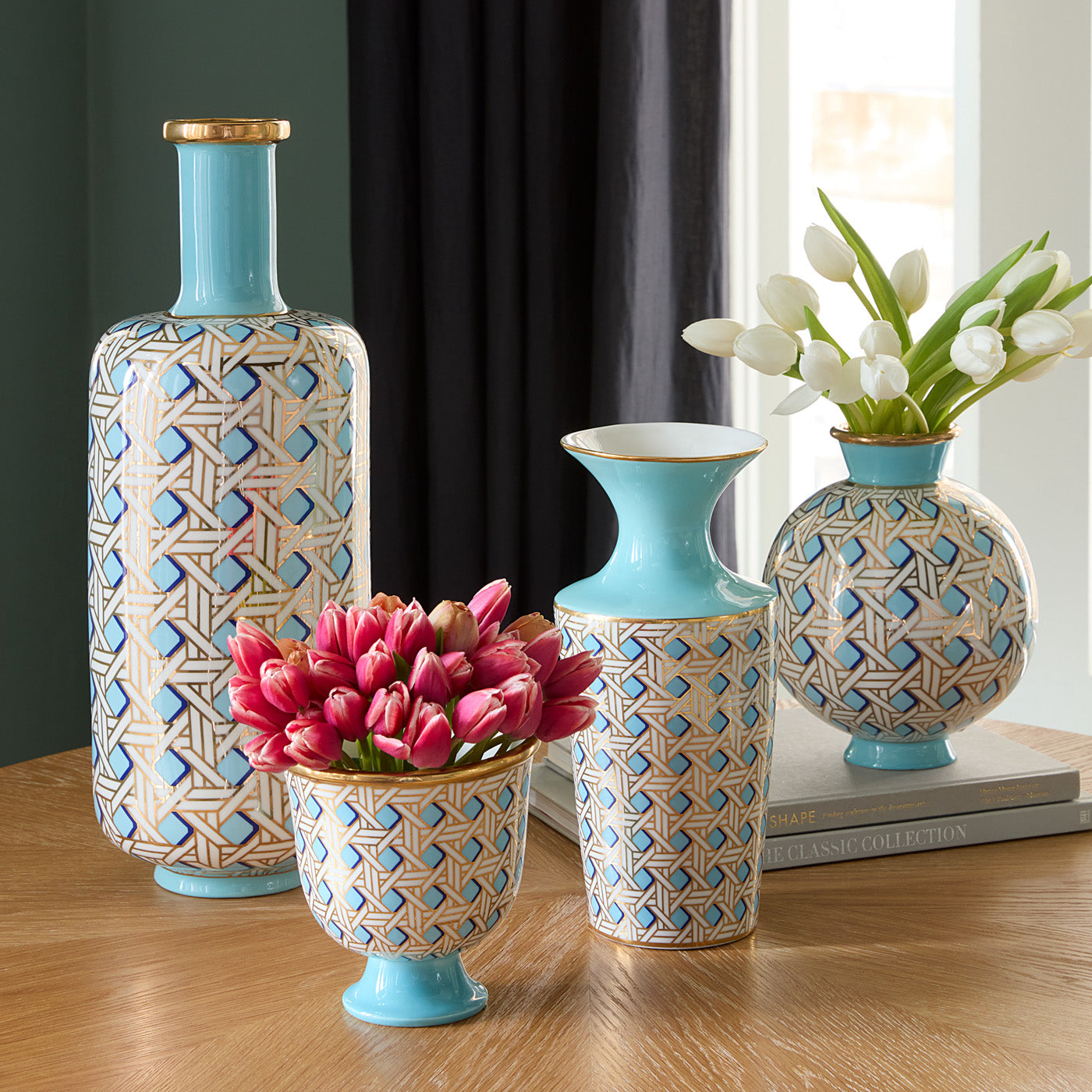 Basketweave Cuff Vase - Handwoven Rattan Decorative Vase for Home Decor, Wedding Centerpiece, Boho Farmhouse Style - Perfect for Living Room, Dining Table, and Shelf Display