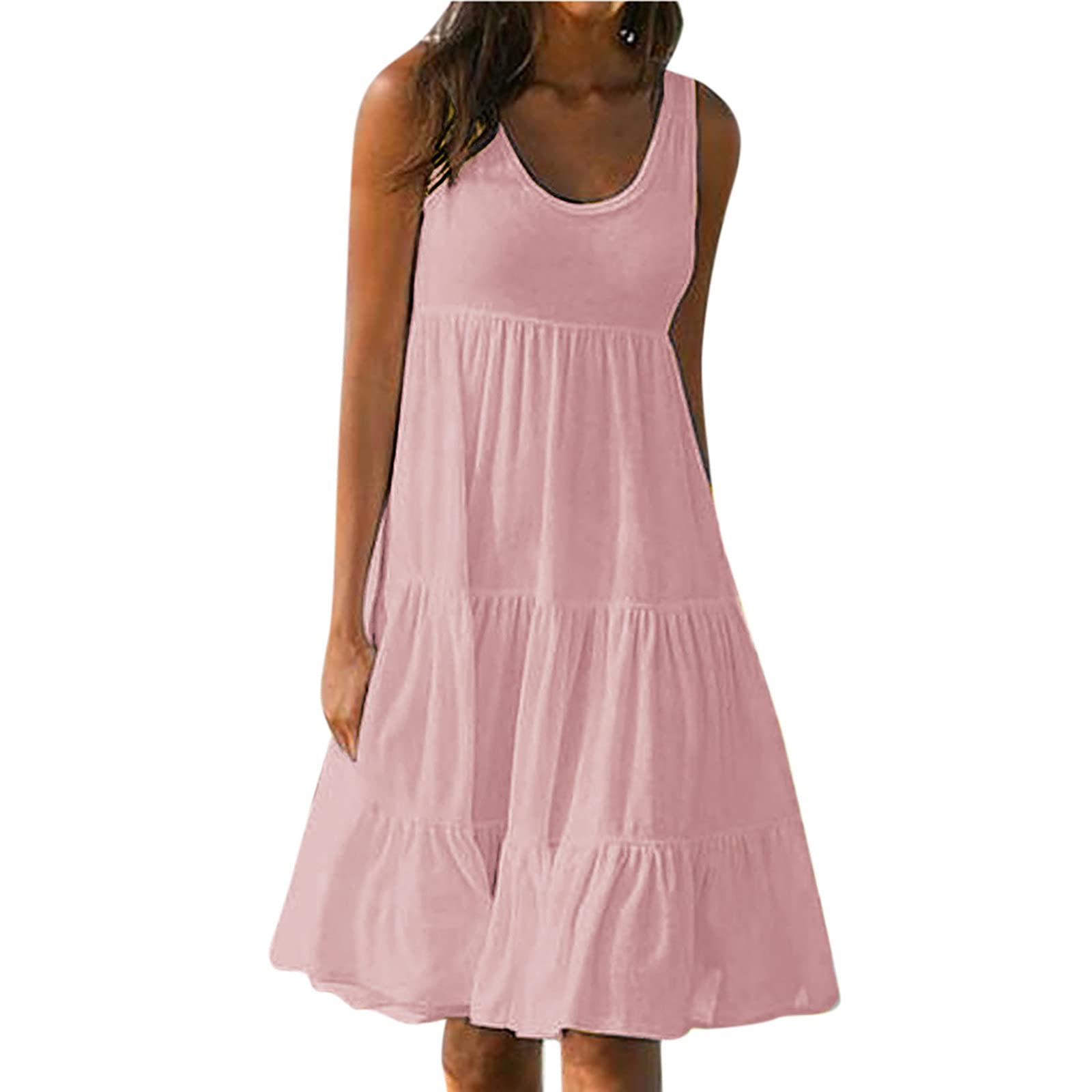 Women's Summer Sleeveless Mini Dress - Casual Oversized Tank Dress, Loose Swing Party Beach Dress (Sizes S-5XL) | Perfect for Beach Vacations, Pool Parties & Summer Outings