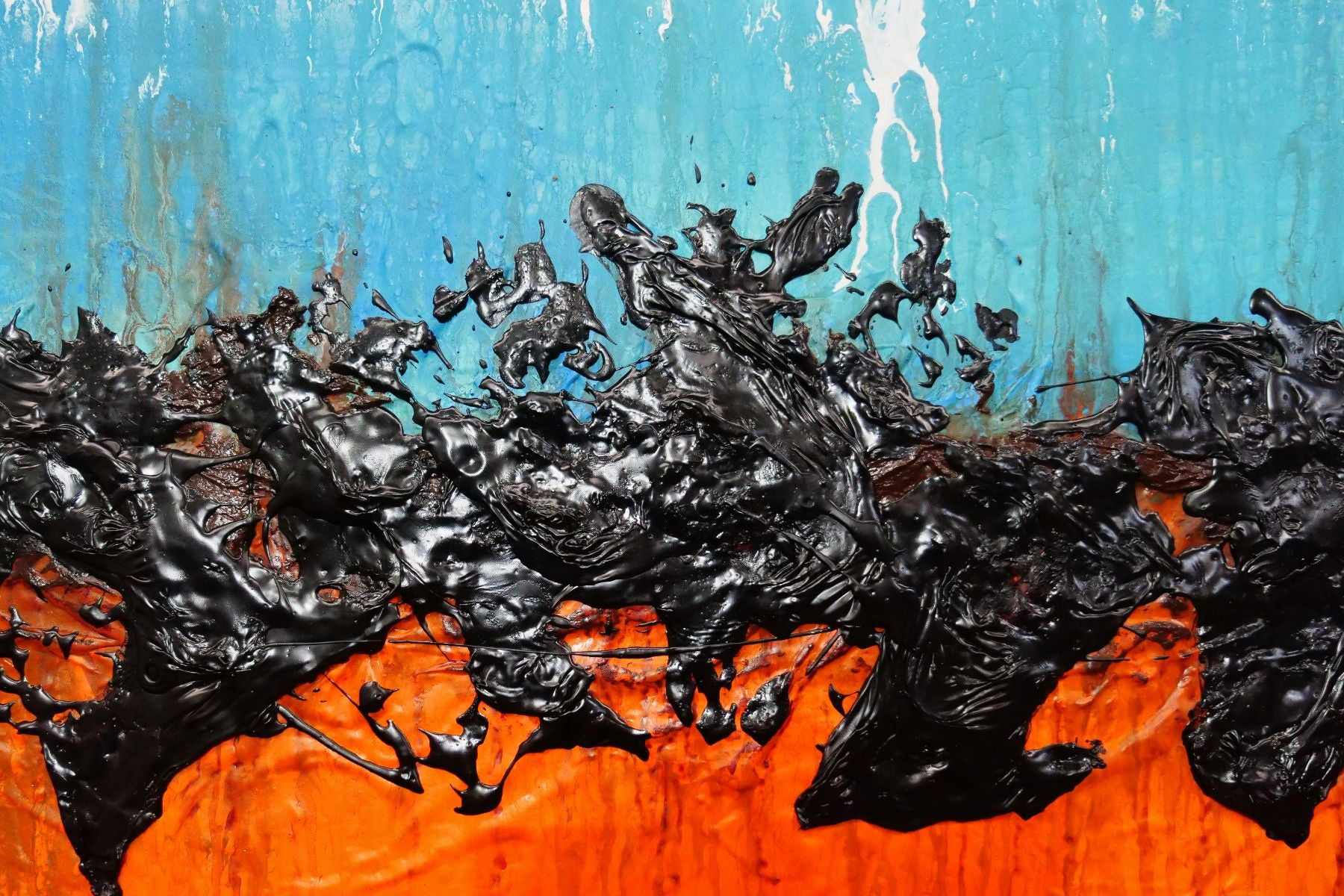 Outback Tango 140cm x 100cm Blue Orange Textured Abstract Canvas Art Wall Painting - Modern Home Decor for Living Room, Bedroom & Office
