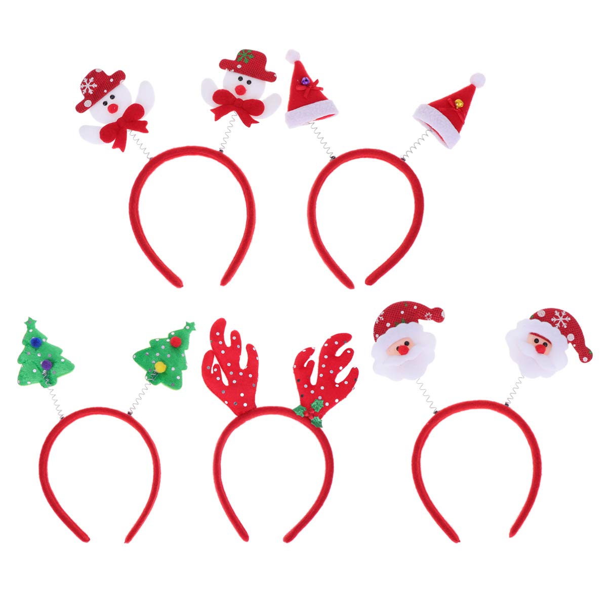 Happyyami 5-Piece Christmas Deer Antler Headbands Set - Santa, Snowman, Xmas Tree & Santa Hat Hair Accessories for Holiday Parties, Gifts & Nativity Scene Decorations | Perfect for Christmas Celebrations, Office Parties & Family Gatherings