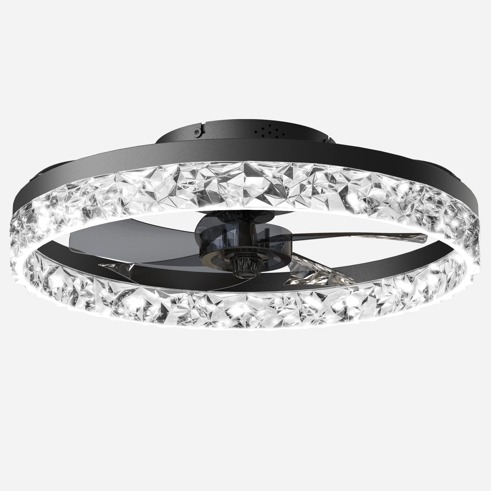 Ceviept Low Profile Ceiling Fan with LED Lights - Remote Control, 6-Speed Dimming, Hidden Blades (Black) | Perfect for Bedroom, Living Room & Office Spaces