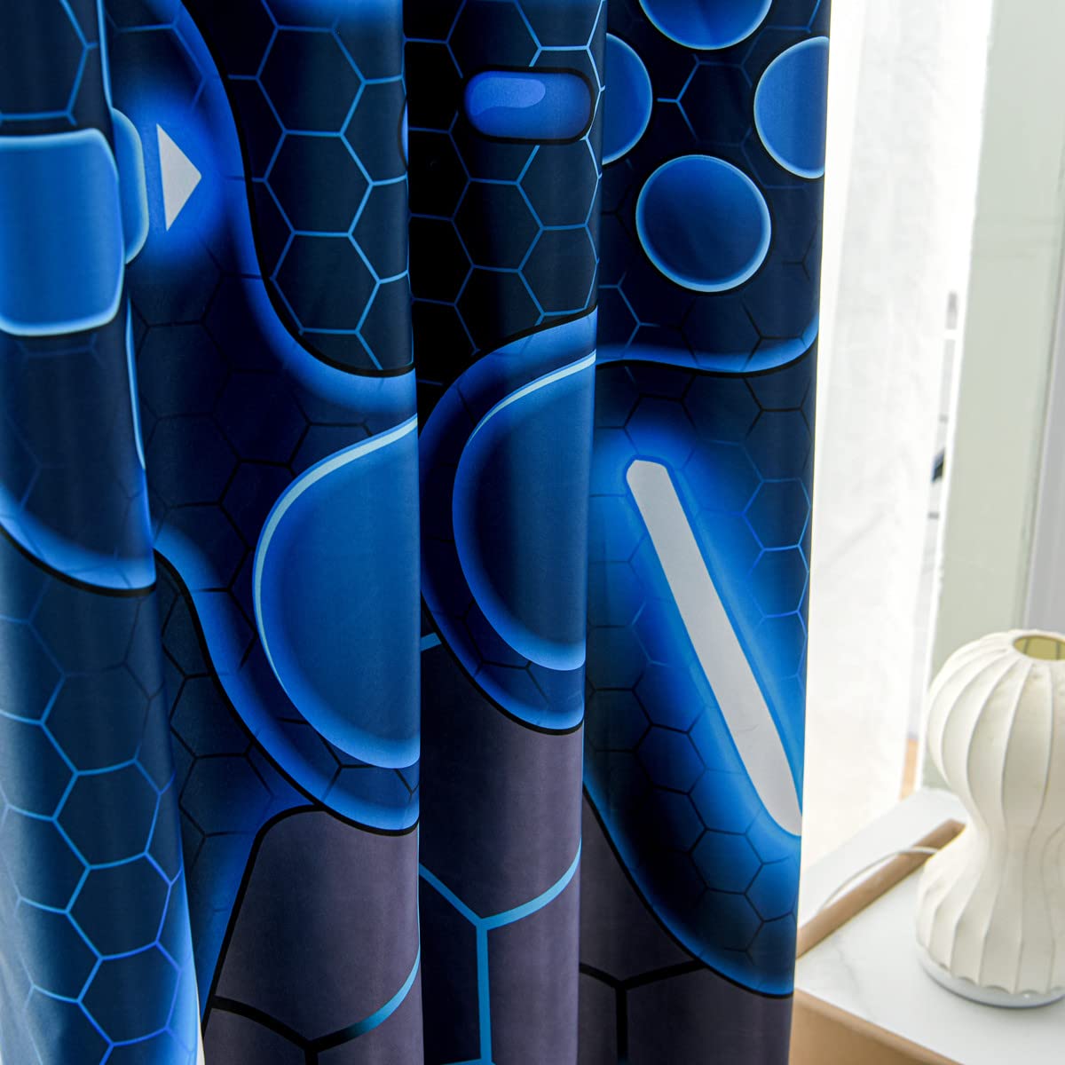 NTBED Blackout Curtains for Kids Bedroom - 2 Panels Darkening Game Console Themed Drapes with Grommets, 42x72 Inches, Blue - Perfect for Playrooms, Gaming Rooms & Nursery Window Treatment