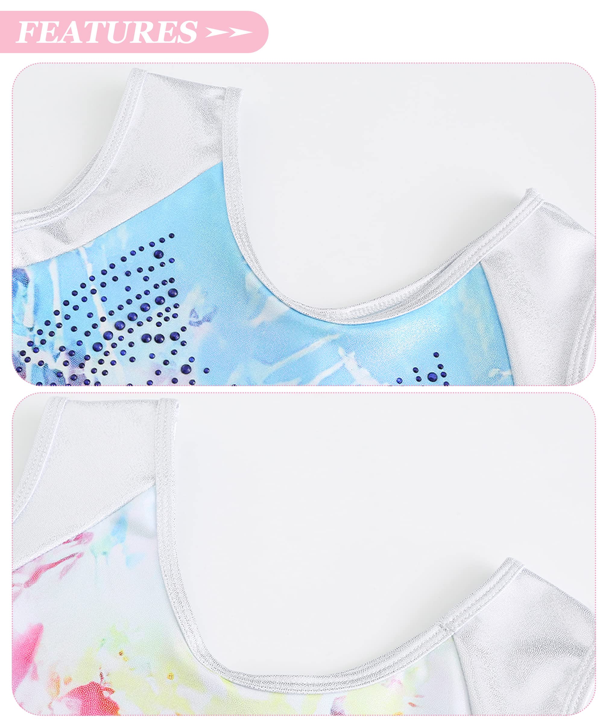 SEAUR Girls Gymnastics Leotard - Sleeve Dance Outfit, Biketard Unitard for Ballet, Cheerleading & Fitness - Breathable Activewear Bodysuit for Training, Competition & Performance