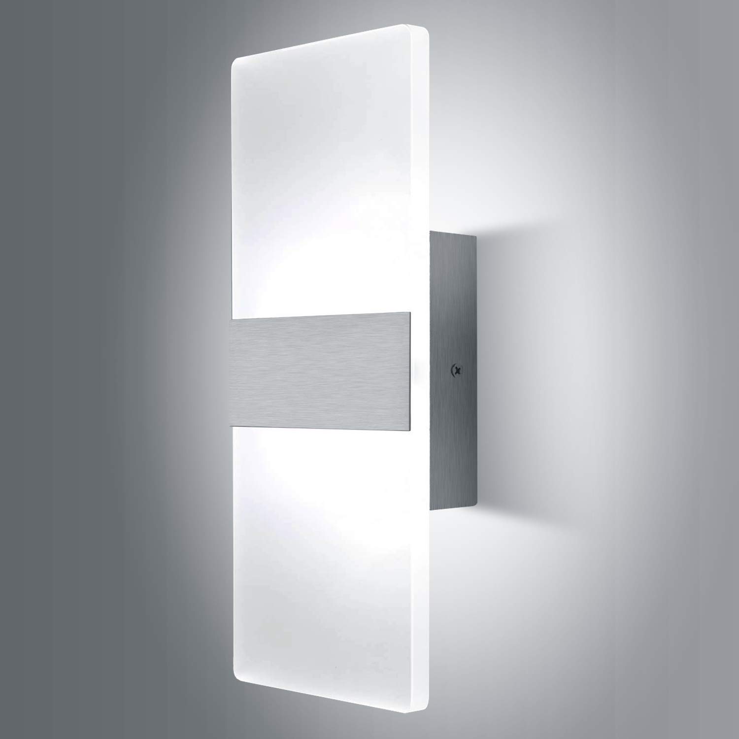 Lightess Modern Dimmable 12W LED Wall Sconce - Up/Down Acrylic Wall Light for Hallway, Bedroom & Corridor - Cool White (HS521-1) - Perfect for Ambient Lighting in Living Rooms and Entryways