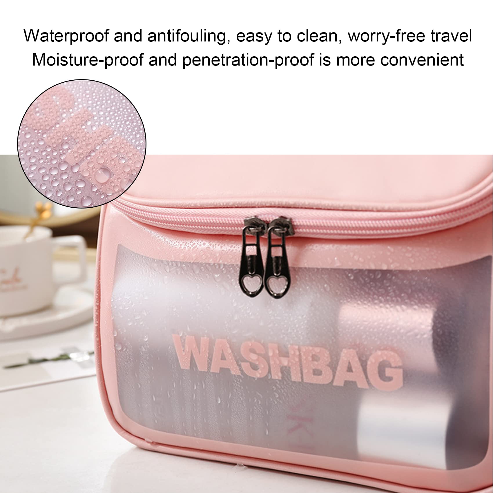 Waterproof Travel Toiletry Bag for Women & Men - Portable Makeup Organizer with Hanging Hook, Perfect for Vacation, Gym, Camping & Business Trips (Black)