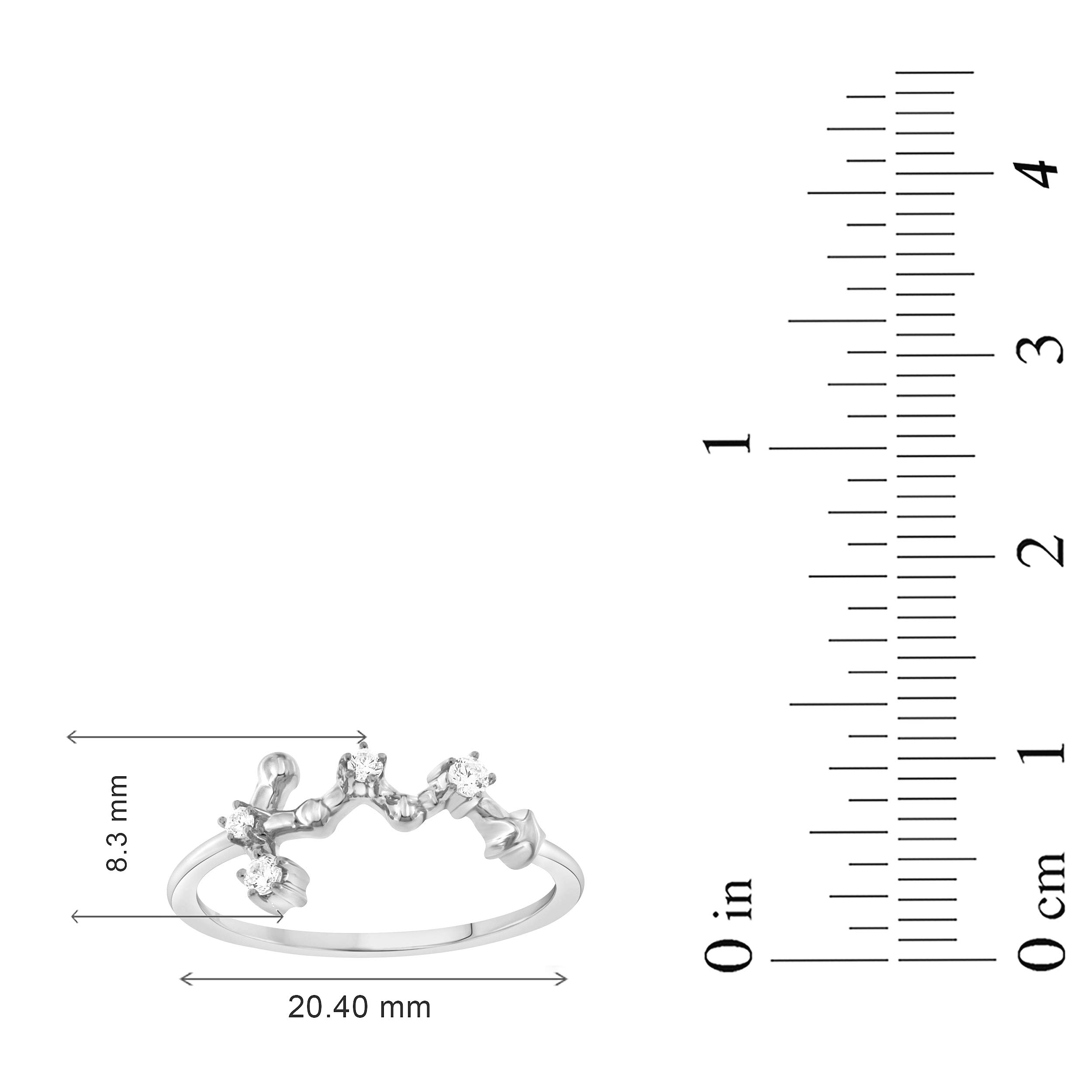 NATALIA DRAKE 1/10 Carat Diamond Celestial Star Zodiac Ring for Women - 925 Sterling Silver, H-I Color, I1-I2 Clarity - Perfect for Horoscope Lovers, Birthday Gifts & Astrology Jewelry Collection