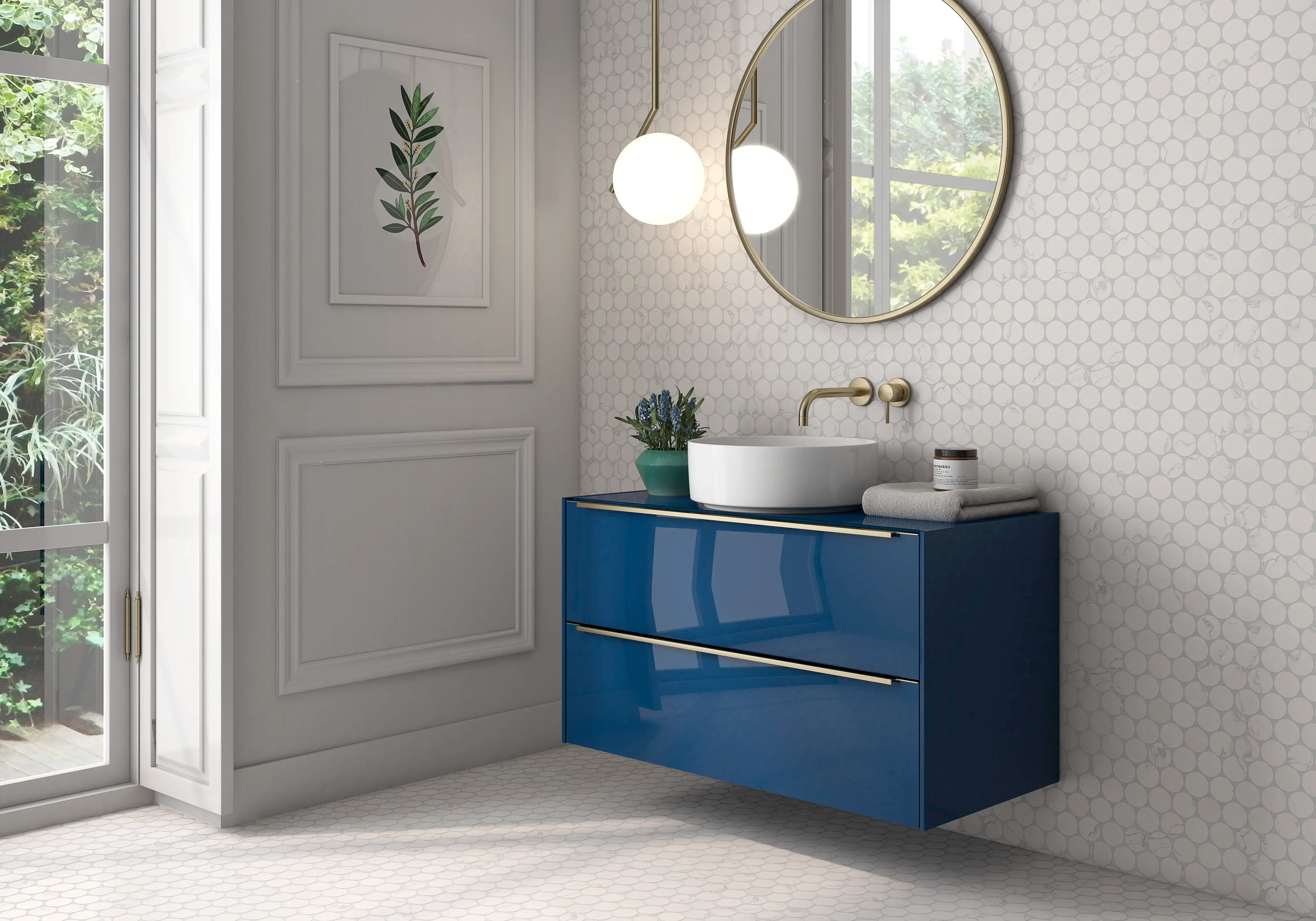 Statuary White Mosaic Tile Disks - Premium Ceramic Wall & Floor Tiles for Bathroom, Kitchen Backsplash, and Pool Design