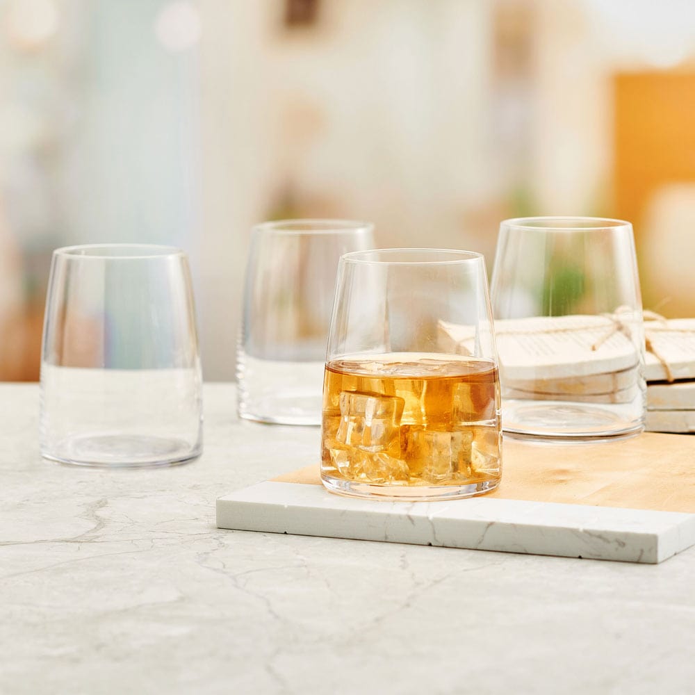 Premium Set of 4 Double Old Fashioned Whiskey Glasses - Heavy Base Crystal Clear Barware for Bourbon, Scotch & Cocktails - Perfect for Home Bars, Gifts & Entertaining