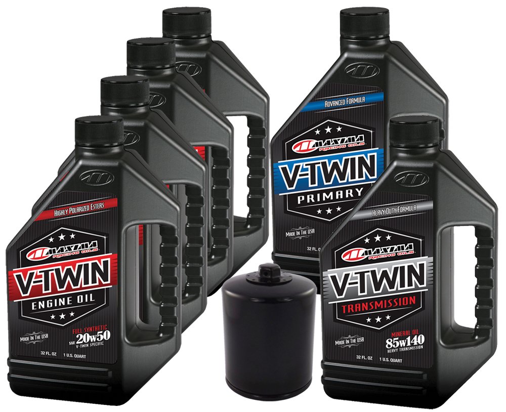 Maxima Hiflofiltro VTTOCK14 Complete Synthetic Engine Oil Change Kit for Harley Davidson Twin Cam V-Twin Motorcycles - 6 Quart Capacity - Ideal for Routine Maintenance & Performance Upgrades