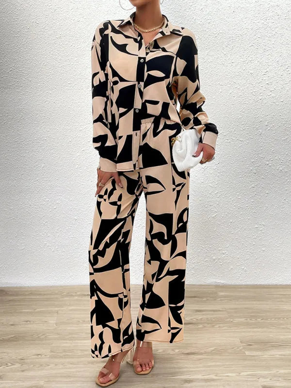 Trendy Women's Abstract Print Two Piece Set - Stylish Matching Outfit for Casual Wear, Beach Vacation & Summer Fashion