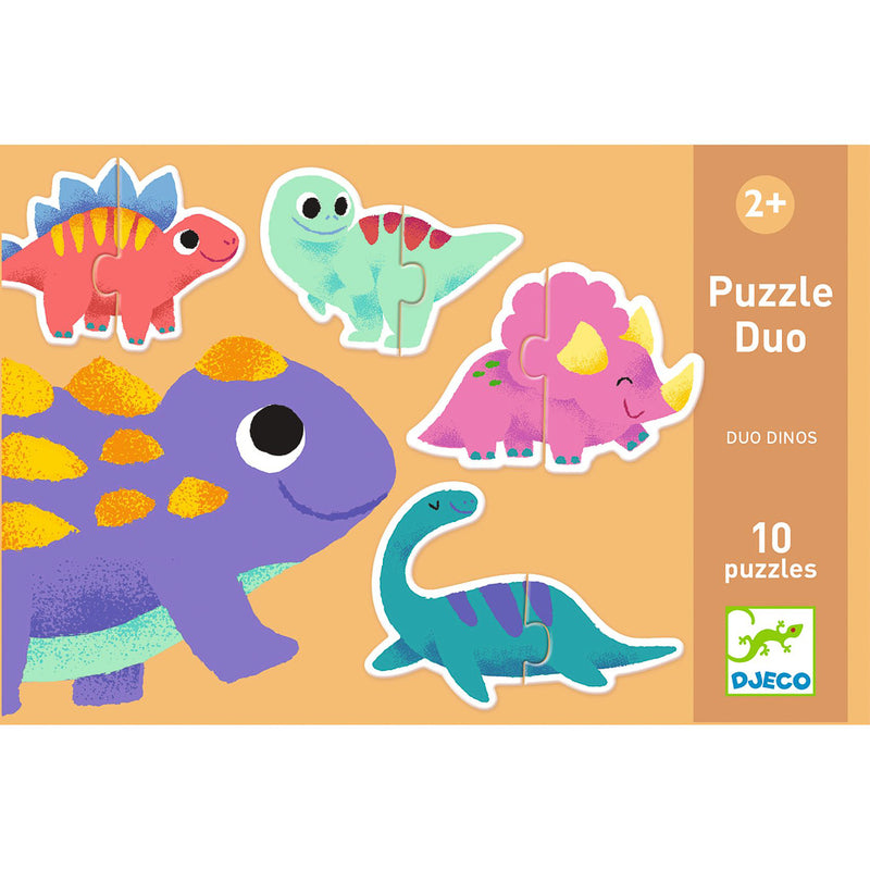 Djeco Duo Dinosaur 20-Piece Puzzle Set for Kids - Educational Dinosaur Matching Game for Toddlers Ages 3-5 - Perfect for Preschool Learning & Family Game Night