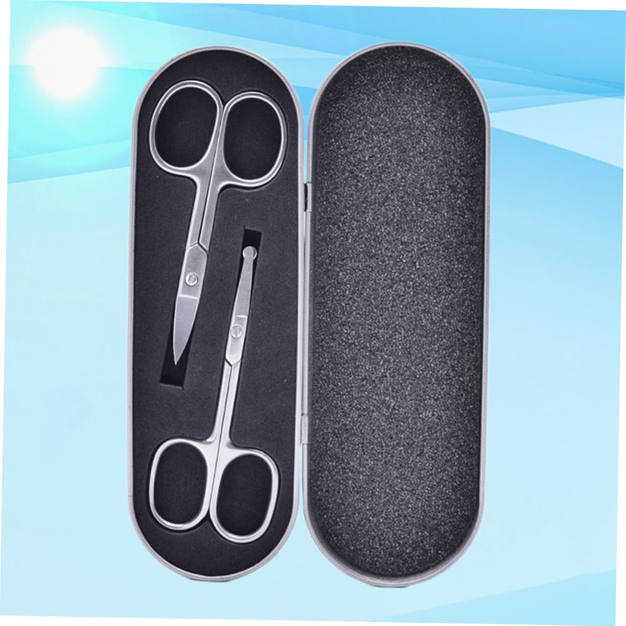 2 Pack Round Tip Makeup Scissors - Painless Nose & Ear Hair Trimmer, Brow Grooming & Hairdressing Shears - Black Craft Scissors for Precise Grooming & Styling at Home or Salon