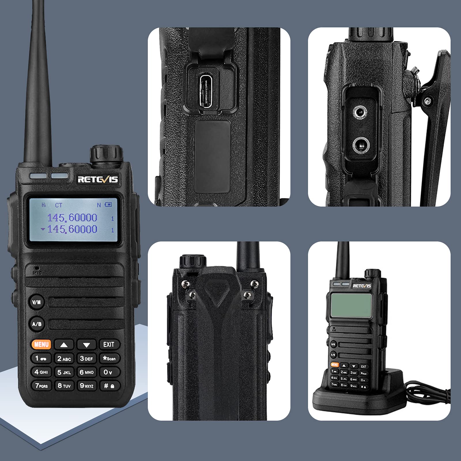 Retevis RA685 Dual Band Walkie Talkie - 5W High Power Long Range Two Way Radio with 1800mAh Rechargeable Battery, Flashlight & FM Radio - Perfect for Beginners, Hunting, Camping & Outdoor Adventures (Black, 1 Pack)