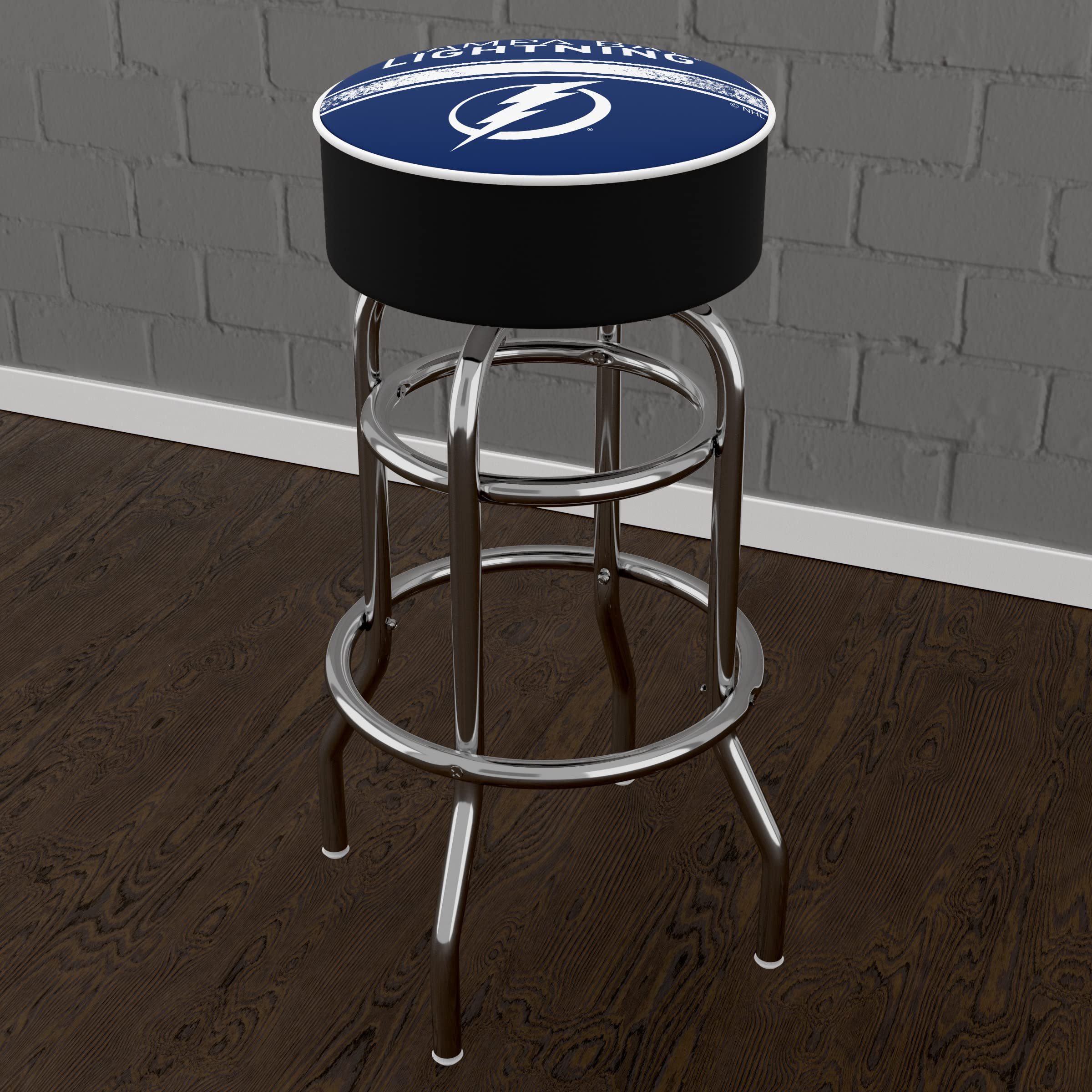 Trademark Global Tampa Bay Lightning Logo Swivel Bar Stool with Foam Padded Seat - Game Room, Garage & Home Bar Stool - Perfect for Sports Fans, Man Cave Decor & Sports Themed Parties
