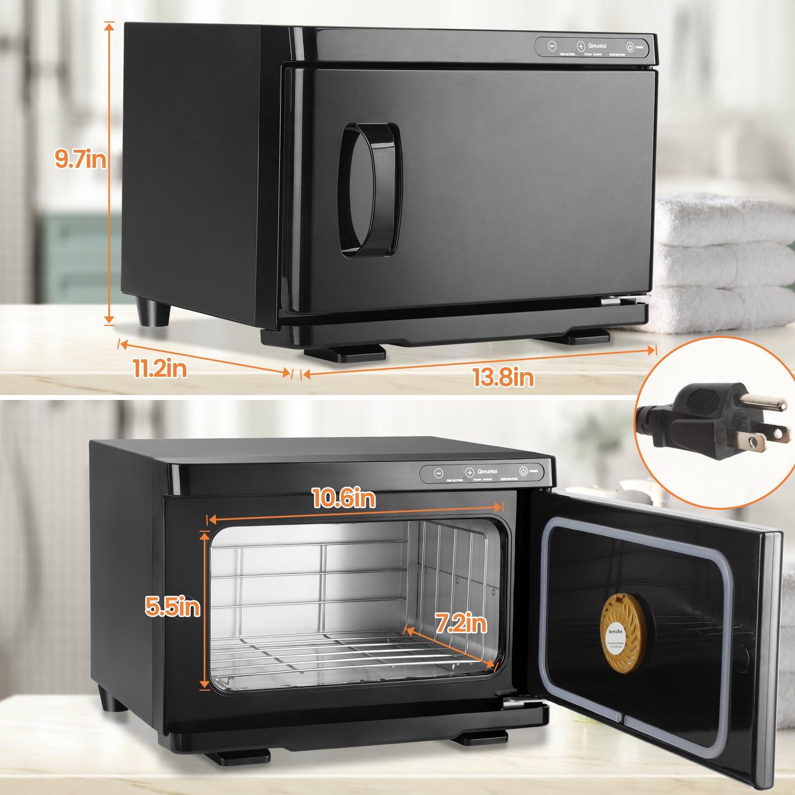 8L Digital Hot Towel Warmer Cabinet - Electric Spa Towel Heater for Home, Salon & Massage - Fast Heating Black Towel Caddy (Perfect for Facial Treatments, Hair Styling & Relaxation Therapy)