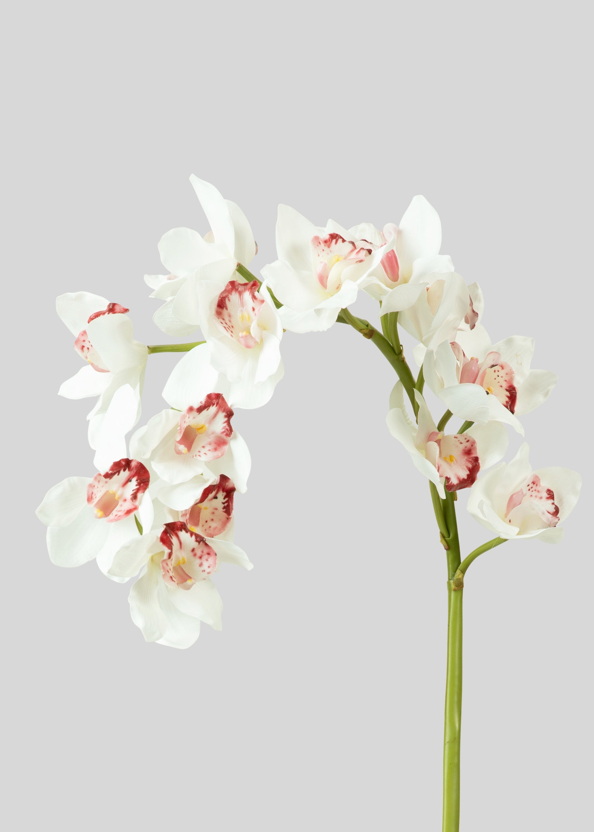 Premium Large White Cymbidium Orchid - Natural Touch Artificial Flower for Home Decor, Wedding Centerpieces & Office Arrangements (45