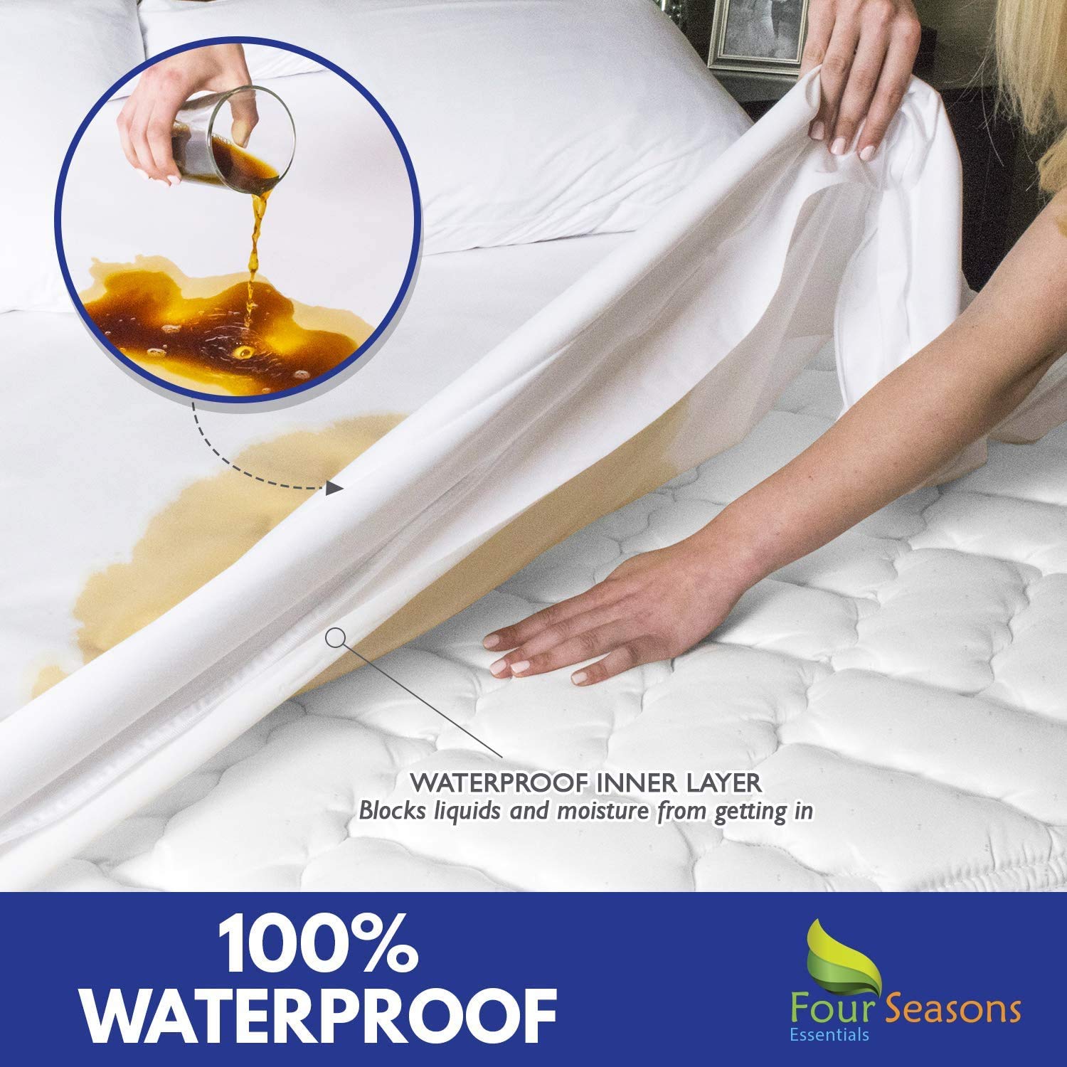 King Size Waterproof Mattress Protector - Hypoallergenic Dust Mite Proof Zippered Mattress Cover with Cotton Terry Top - Deep Pocket Bed Encasement for Allergy Relief & Comfort - Perfect for Homes with Pets, Kids, or Allergy Sufferers