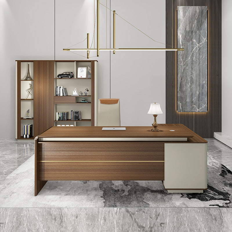 Premium ANDERSON Executive Desk 2.0M - Reversible L-Shaped Office Desk in Hazelnut & Beige | Modern Home Office Furniture for Professionals & Remote Workers