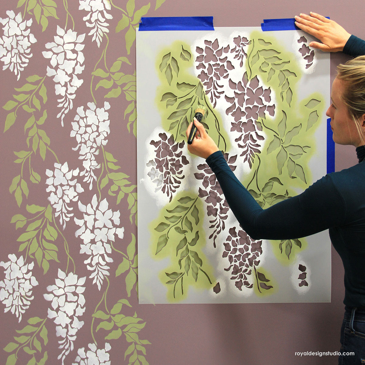 Wisteria Arbor Vine Wall Stencil - Decorative Floral Wall Painting Template for DIY Home Decor, Living Room & Bedroom Accent