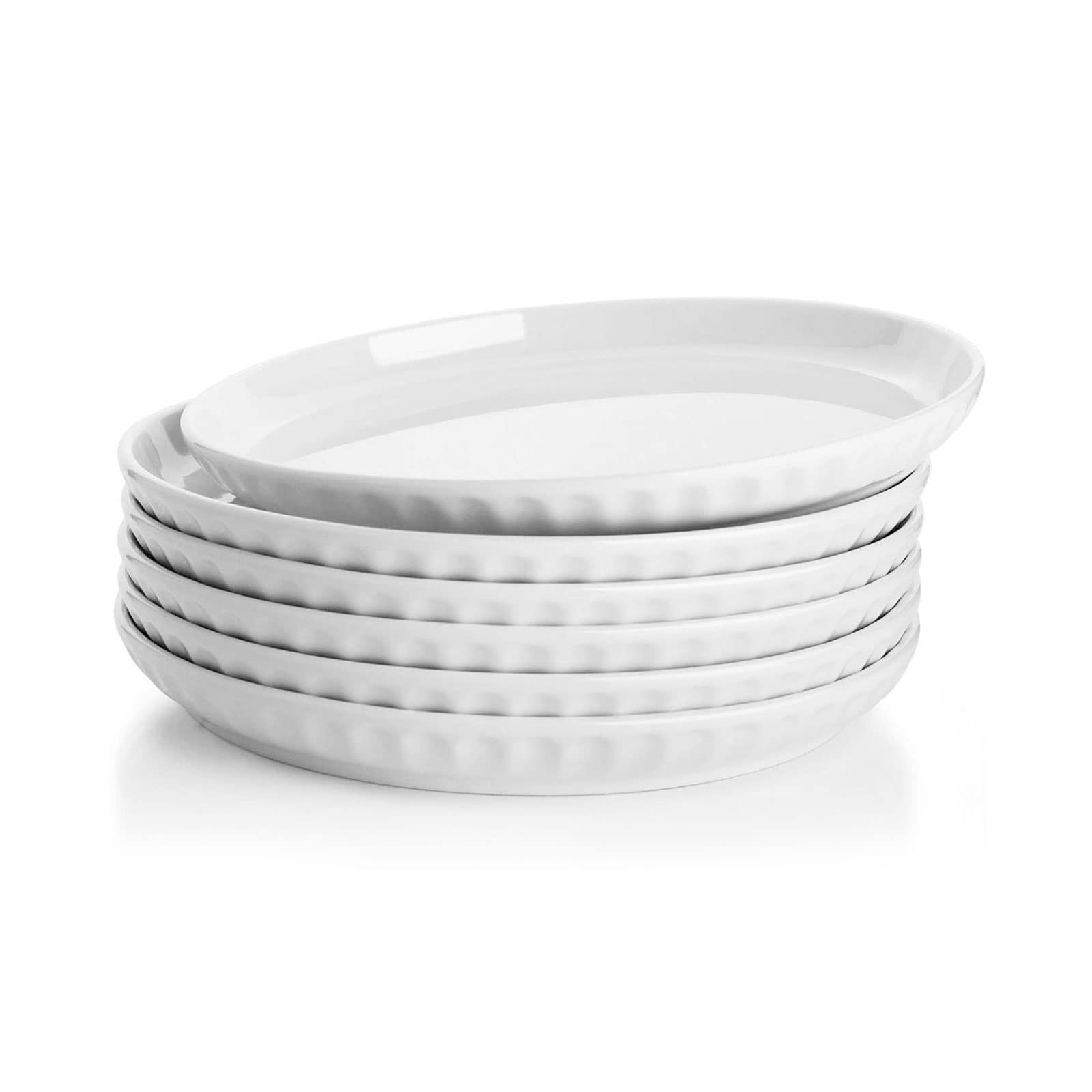 Sweese 10-Inch Ceramic Dinner Plates Set of 6 - Microwave & Dishwasher Safe for Kitchen & Dining