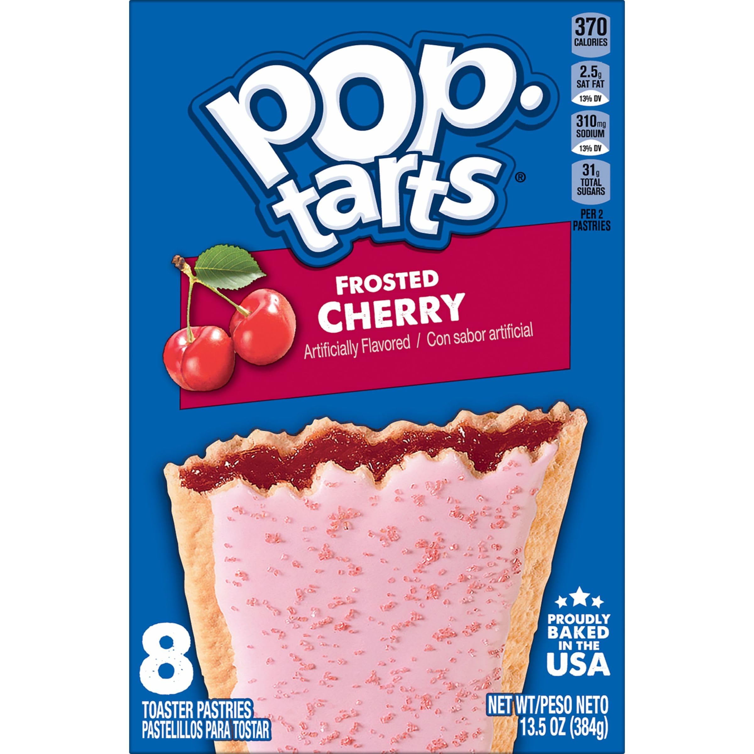 Pop-Tarts Frosted Cherry Toaster Pastries - 13.5oz Box (8 Count) | Breakfast Food, Kids Snacks, Quick Breakfast Idea for Busy Mornings & School Lunches