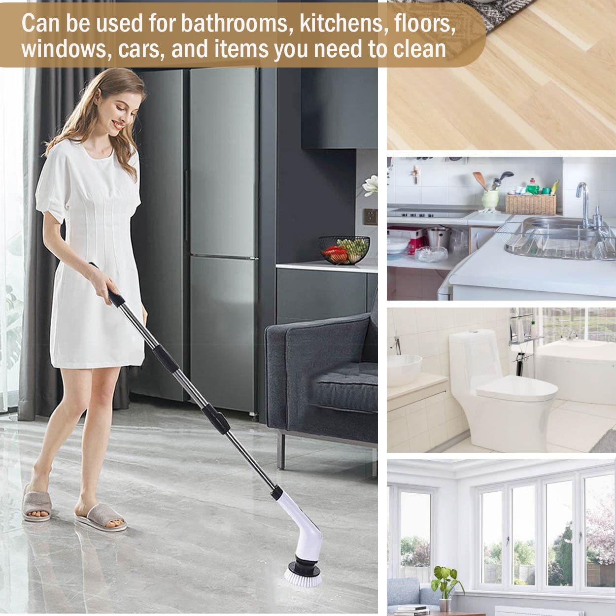 MGLSDeet Electric Spin Scrubber - Rechargeable Cordless Cleaning Brush with 7 Replaceable Heads | Powerful Bathroom, Tile, Window, Floor, Tub & Car Cleaner | Perfect for Deep Cleaning Grout, Shower Stalls & Vehicle Detailing