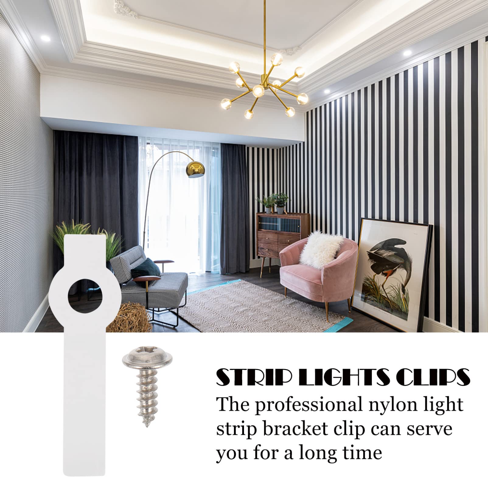 TEHAUX 100-Pack LED Strip Light Clips - Mounting Clips for Rope Lights, Light Belt Fixing Buckles, Secure & Easy Installation - Perfect for Home Decor, Christmas Lights, Party & Outdoor Lighting