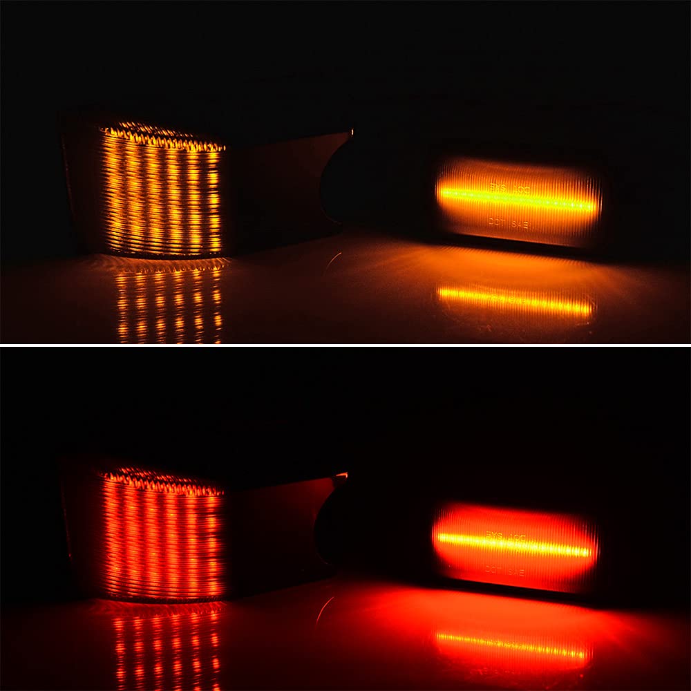 10pcs Smoked Lens Amber Red LED Cab Roof Marker Lights + 4pcs Front & Rear Dynamic Sequential Turn Signal Side Marker Lights Kit - Compatible with Hummer H2 2003-2009 | Upgrade Your Truck Lighting for Safety & Style