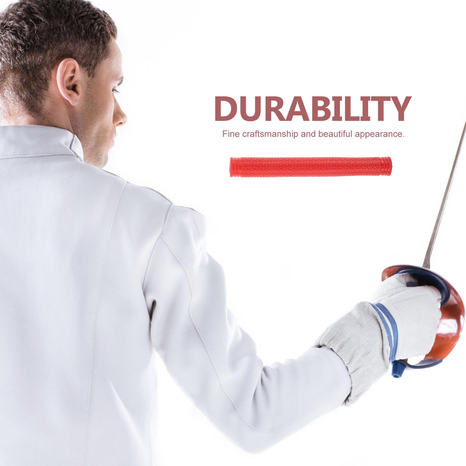 BESPORTBLE Fencing Training Sword Handle - Electric Epee Replacement Grip with Rubber Red Handle for Enhanced Grip and Comfort - Perfect for Fencing Practice and Competitive Matches