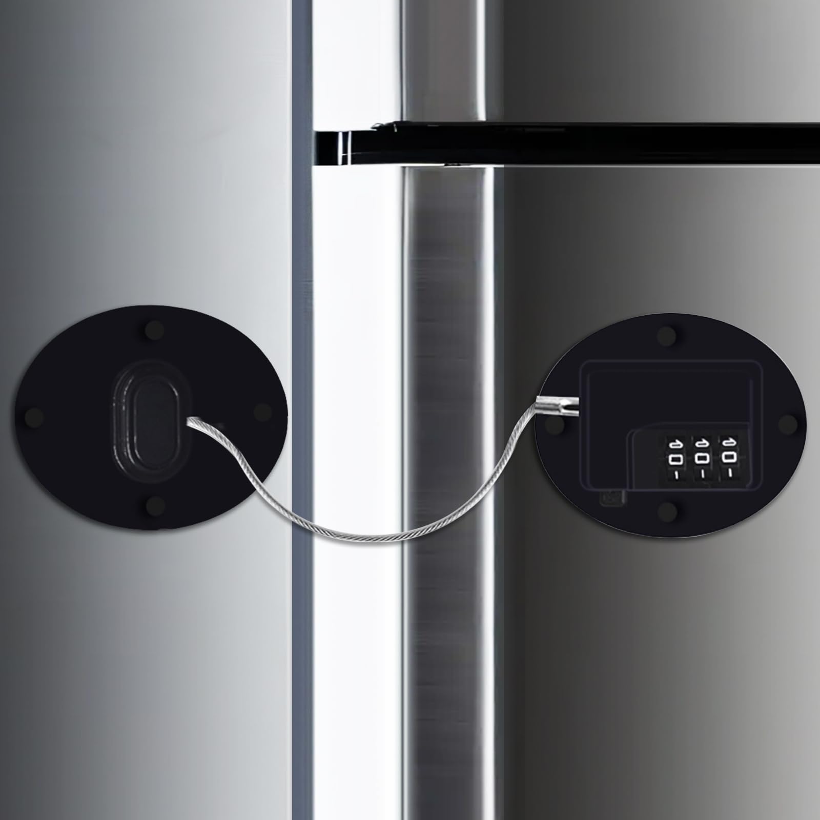 Child Safety Refrigerator Lock - No Drill Baby Proofing for Kitchen, Freezer, Cabinets & Drawers - Tool-Free Installation (Black, 1 Pack) - Perfect for Homes with Toddlers & Pet Safety