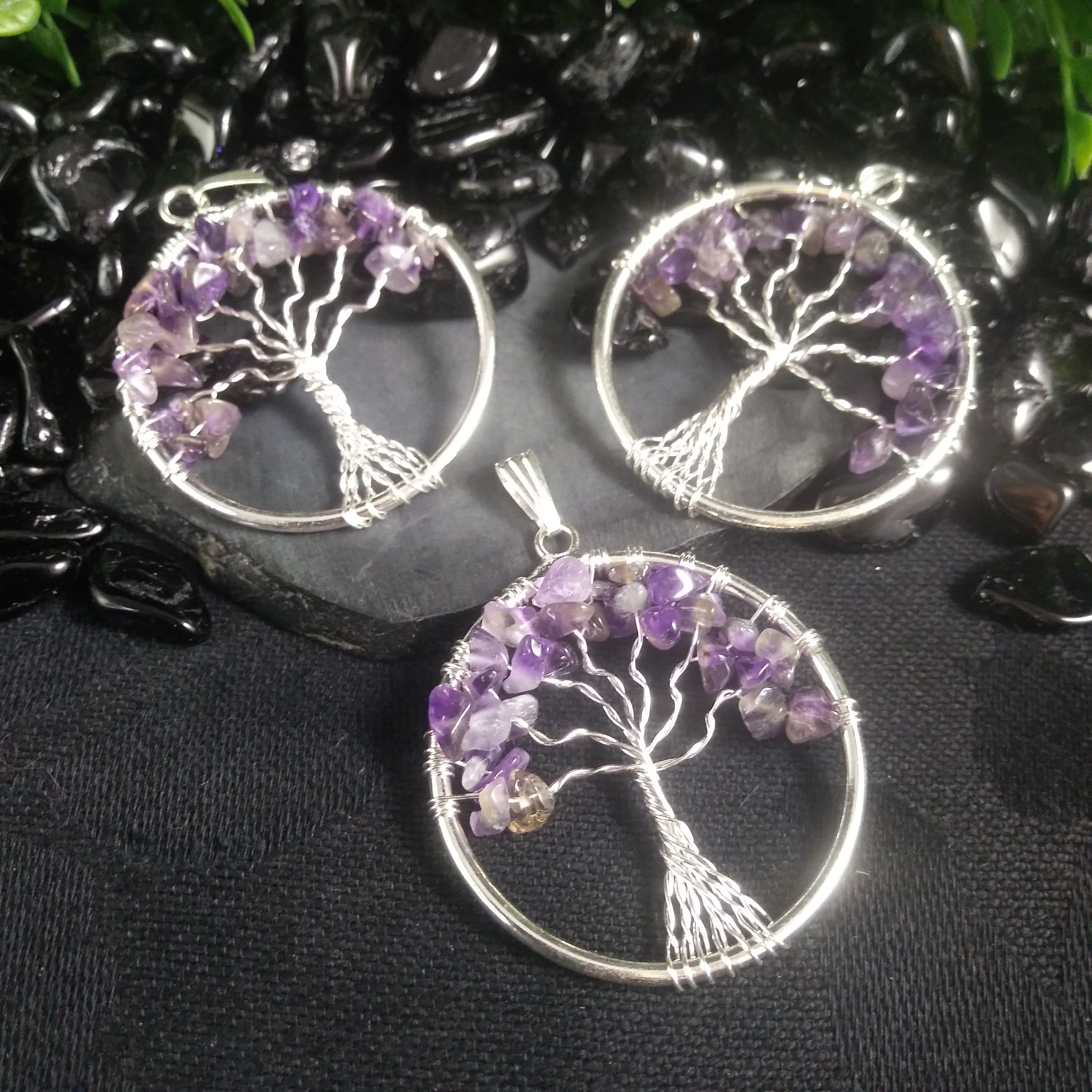 Natural Amethyst Tree of Life Pendant Necklace - Healing Crystal Jewelry for Women - Perfect for Meditation, Spiritual Gifts & Everyday Wear