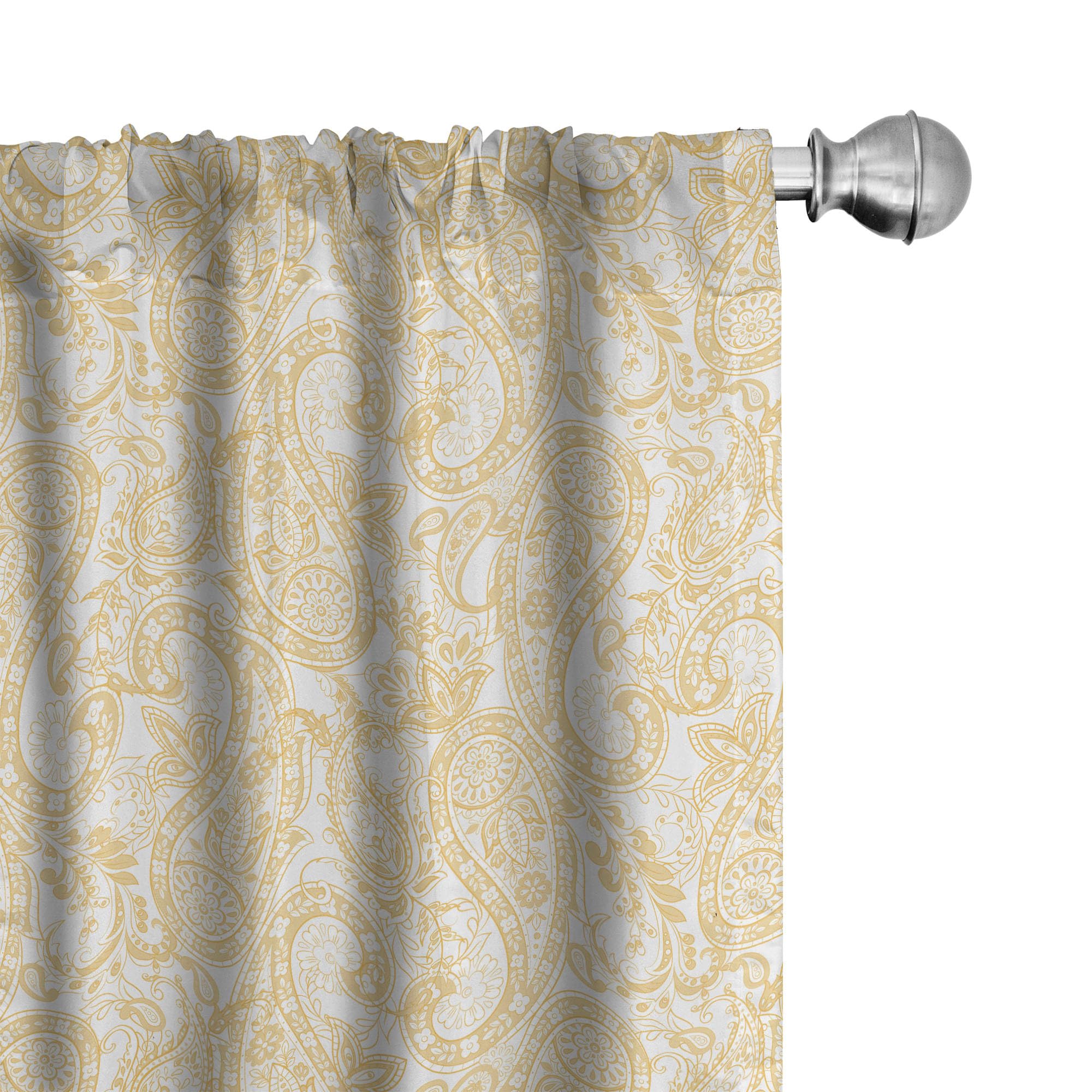 Ambesonne Paisley Window Curtains - Ethnic Floral Oriental Style Monochrome Art Decor, Lightweight 2-Panel Set with Rod Pocket (28