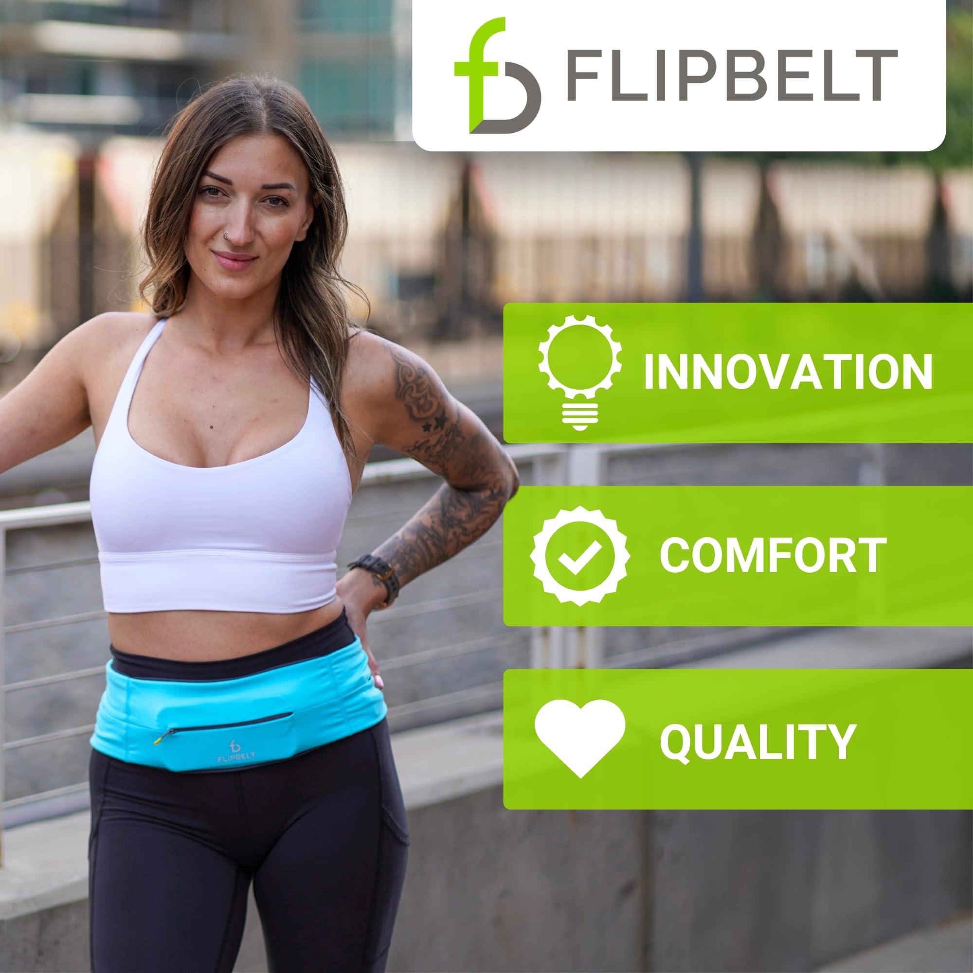 FlipBelt Zipper Running Belt - Adjustable Waist Pack for Fitness, Jogging & Hiking | Hands-Free Phone Holder | Perfect for Gym, Travel & Outdoor Activities | Made in USA