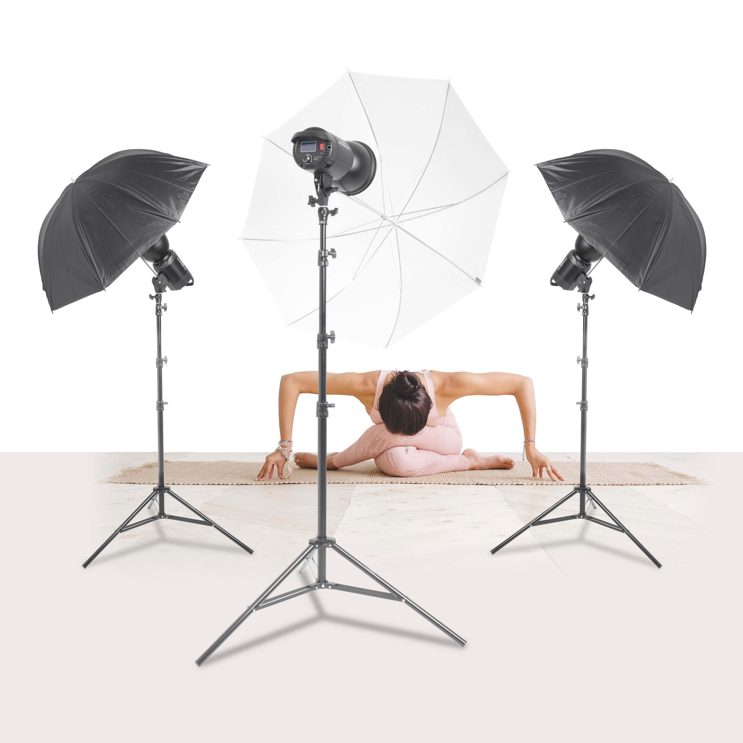 DAYLiTE60D Professional 3-Head Yoga Lighting Kit - Perfect for Yoga Studios, Home Workouts & Video Tutorials