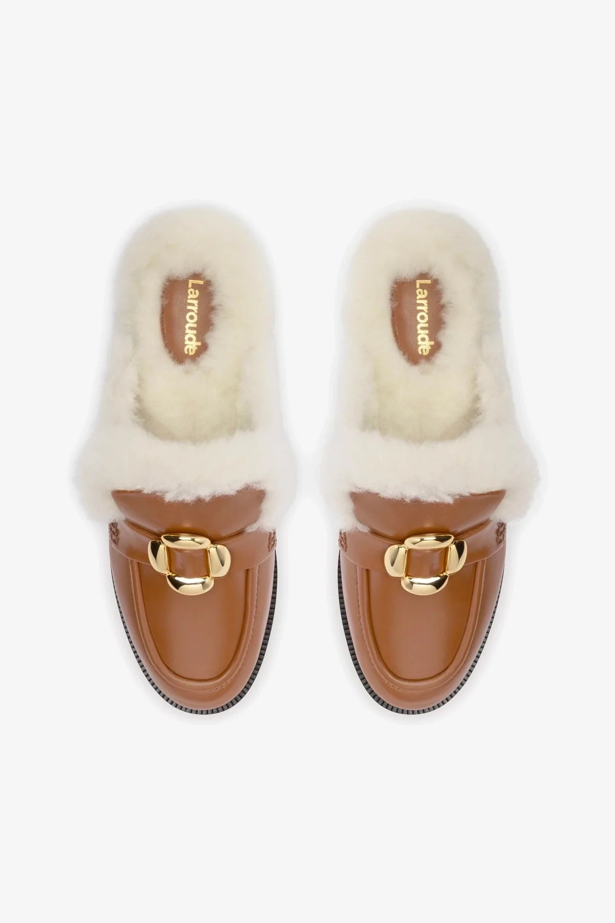 Bobbie Mule Women's Shoes - Caramel Leather & Natural Shearling Slippers - Comfortable House Shoes for Indoor/Outdoor Wear - Perfect for Home, Office & Casual Outings