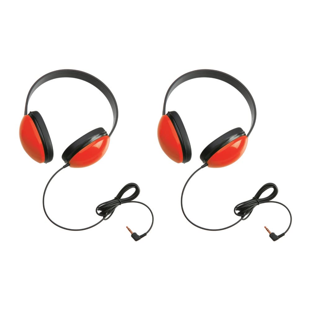 Califone 2800-RD Kids Stereo Headphones - Red (2-Pack) | Durable School Headphones for Classroom Learning, Online Education & Remote Study