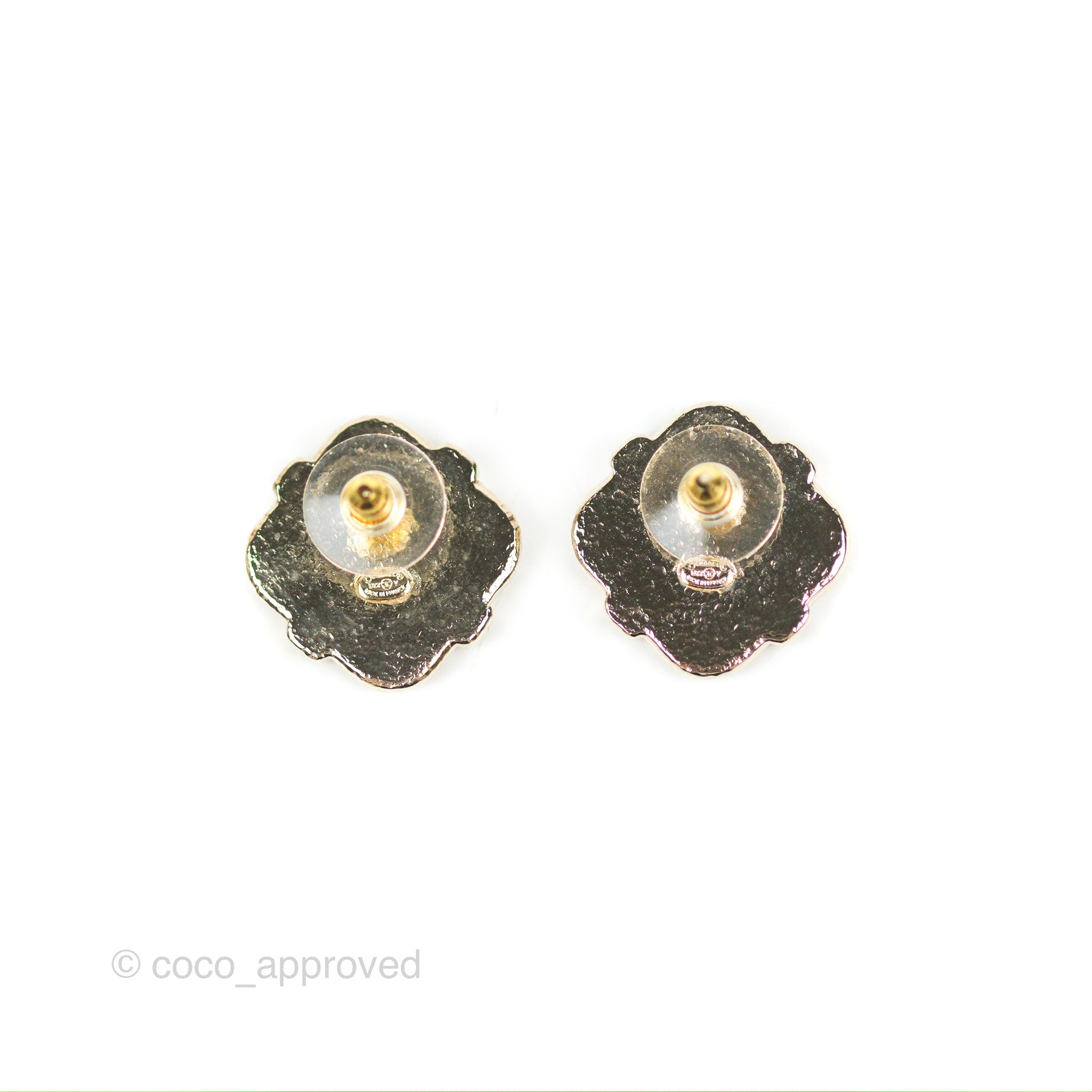 Chanel CC Heart Stud Earrings for Women - Black & Gold Tone 22V - Perfect for Valentine's Day Gifts, Date Nights & Special Occasions