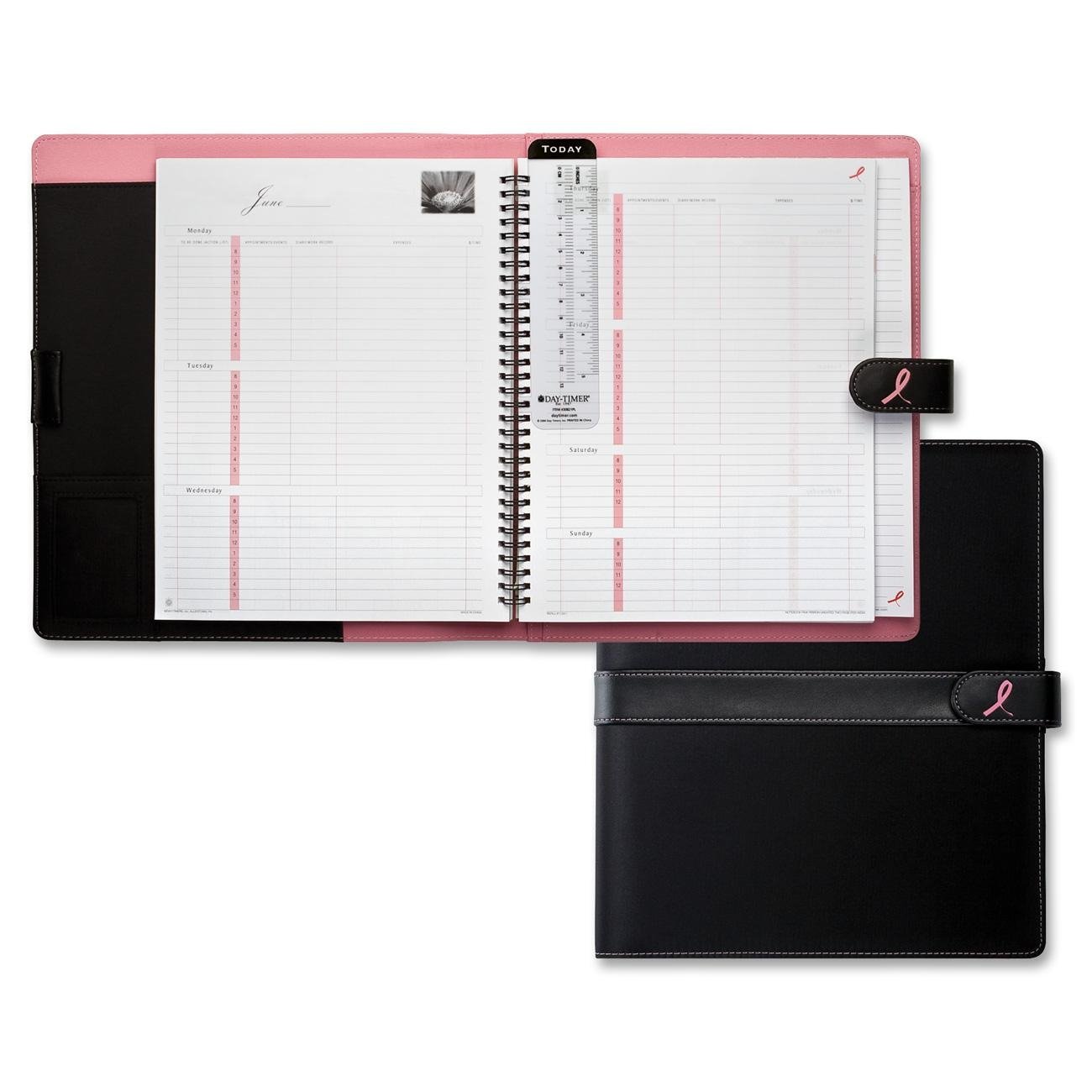 Day-Timer Pink Ribbon Microfiber Snap-Tab Organizer Starter Set - Notebook Size (D88125) | Perfect for Office, School & Daily Planning