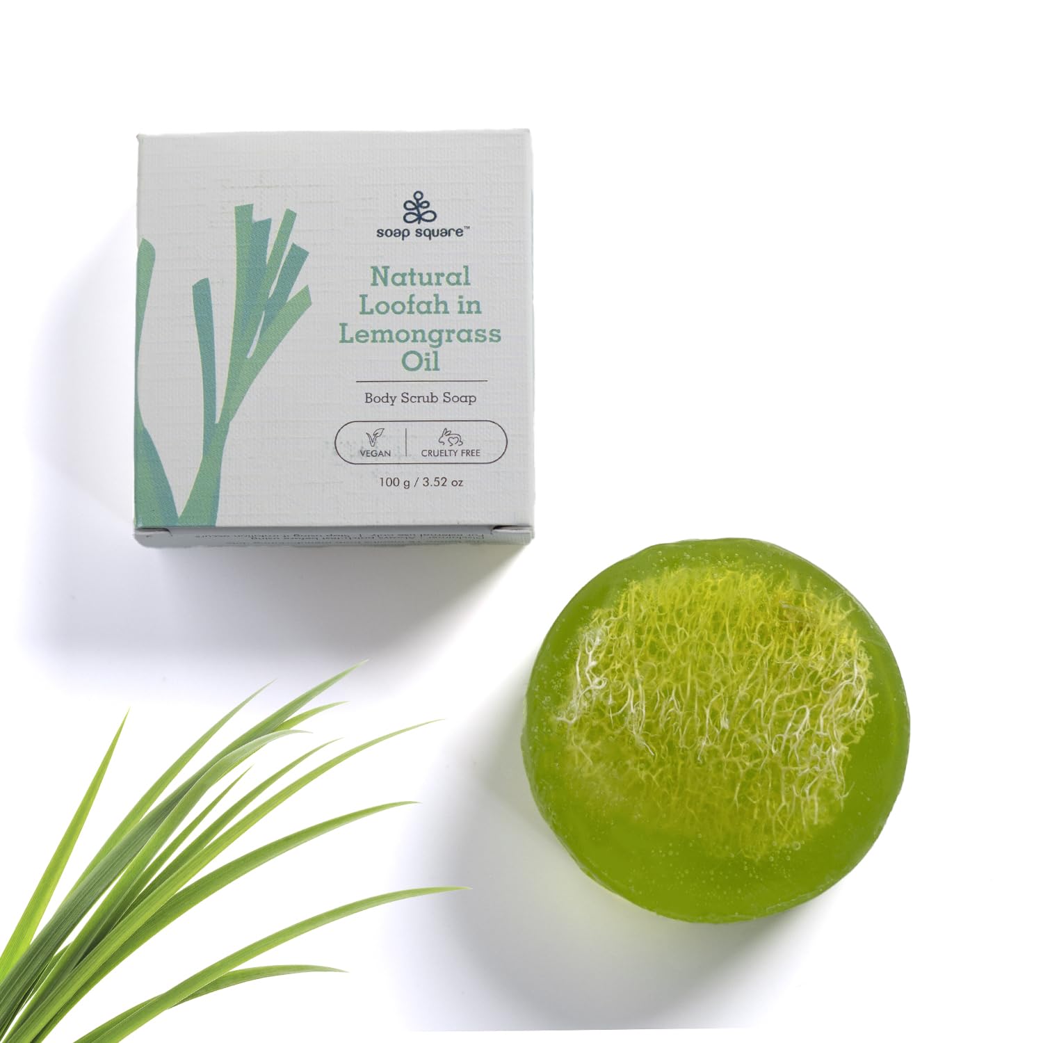 Natural Loofah Soap Bar with Lemongrass Oil - SLS Free, Paraben Free, Vegan & Cruelty-Free - Handmade in India - Perfect for Gifting, Customized Presents & Fresh Skin Care - Ideal for Spa Days, Eco-Friendly Bathing & Luxury Self-Care Routines