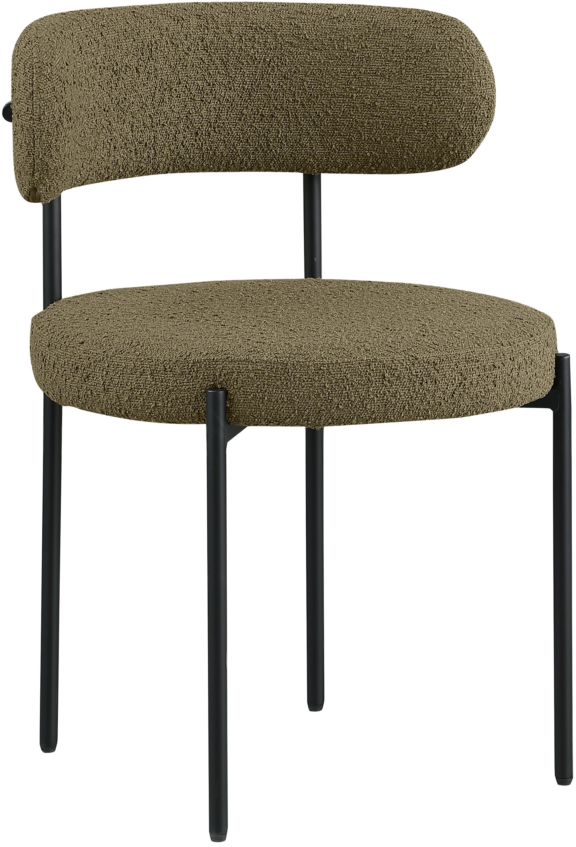 Luxury Boucle Fabric Dining Chair - Modern Upholstered Accent Chair for Dining Room, Living Room & Office - Soft & Comfortable Seat with Sturdy Metal Legs
