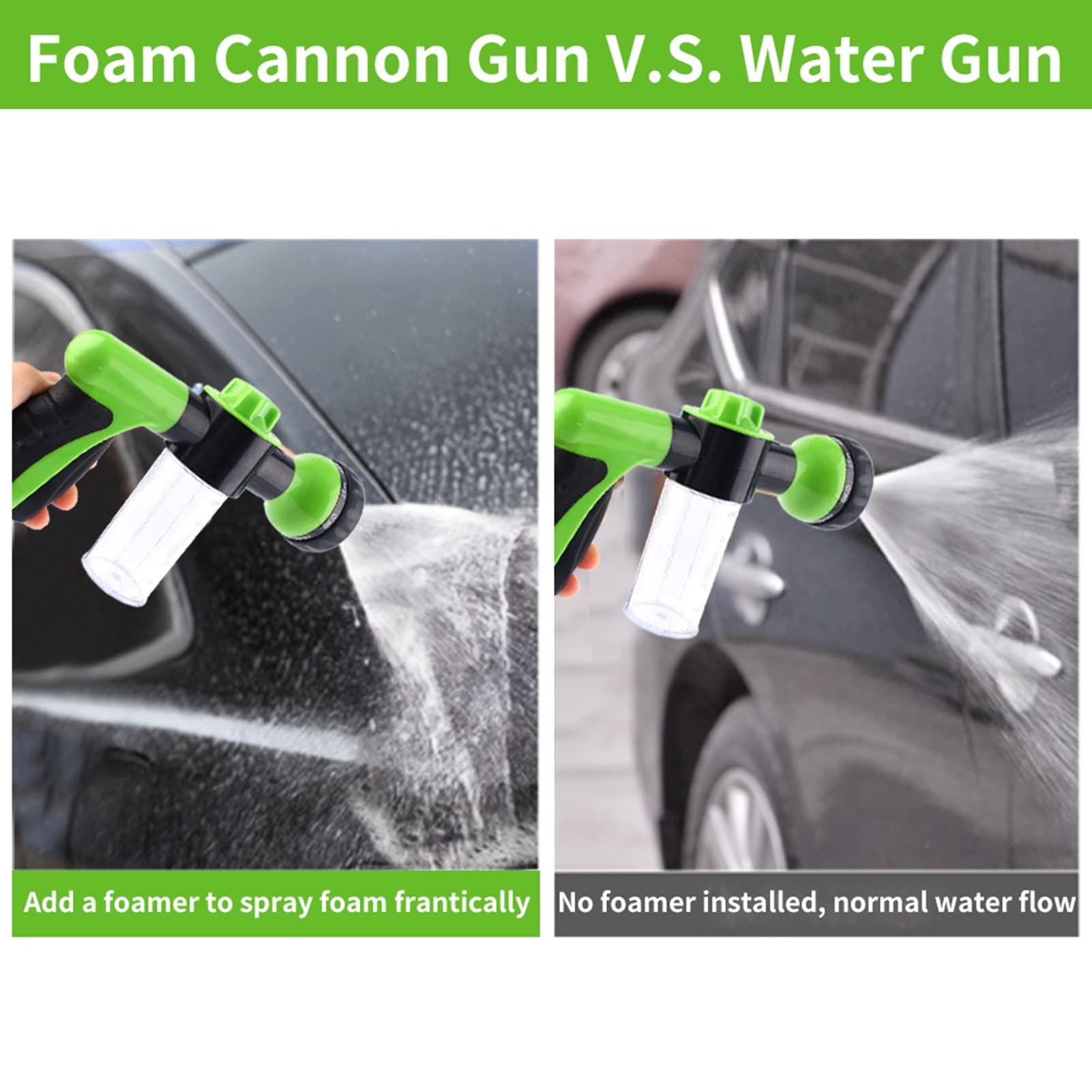 Premium Car Wash Foam Gun with 8 Spray Patterns - High Pressure Foam Sprayer for Auto Detailing, Garden Hose Nozzle for Washing Cars, Watering Plants, Lawn Care & Pet Bathing - Ideal for Home, Garage & Outdoor Cleaning