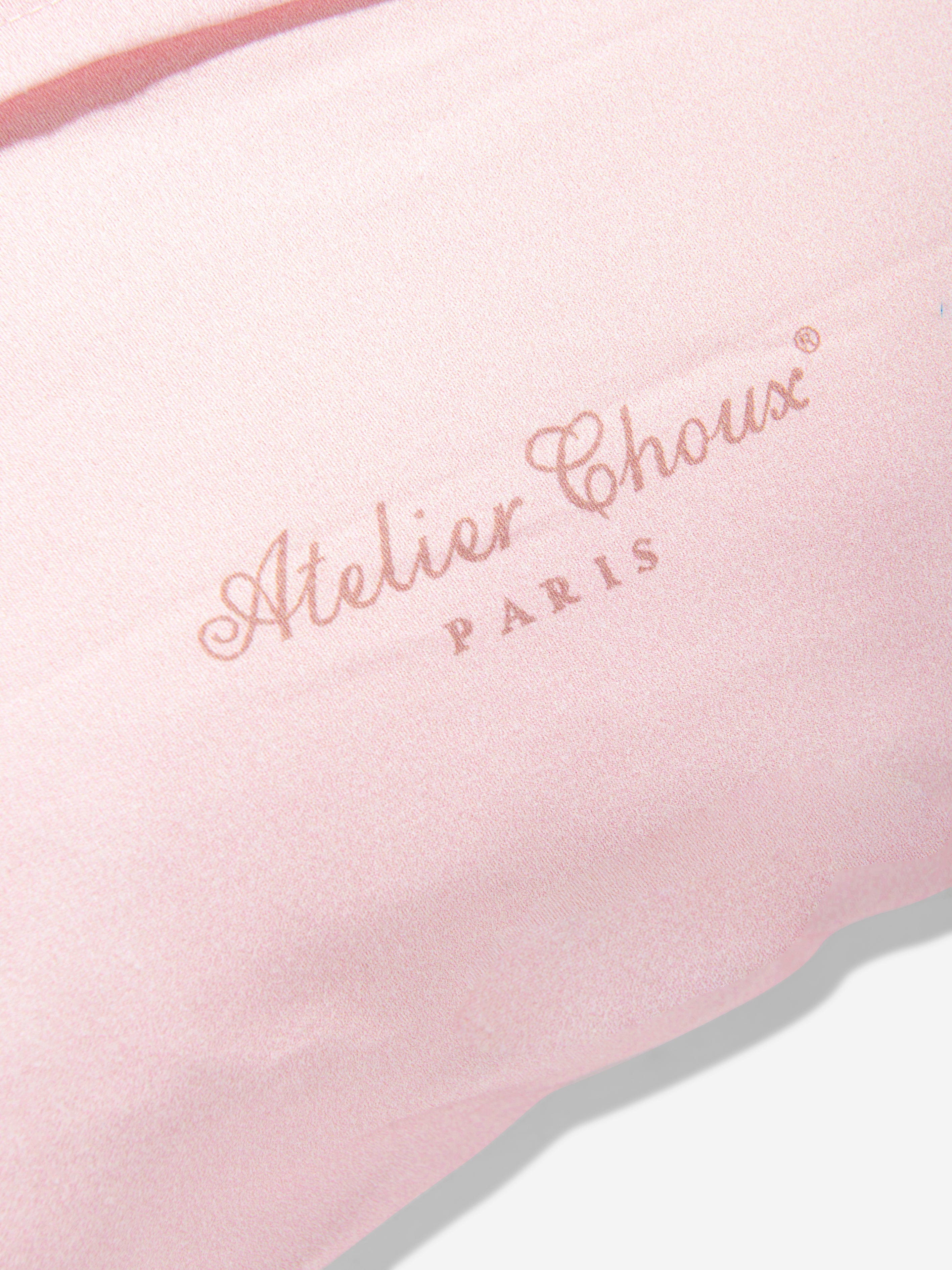 Atelier Choux & Caitlin Wilson Pink Satin Toile De Jouy Cushion Cover for Baby Girls - 40cm x 30cm - Perfect for Nursery Decor, Baby Showers & Gift Giving