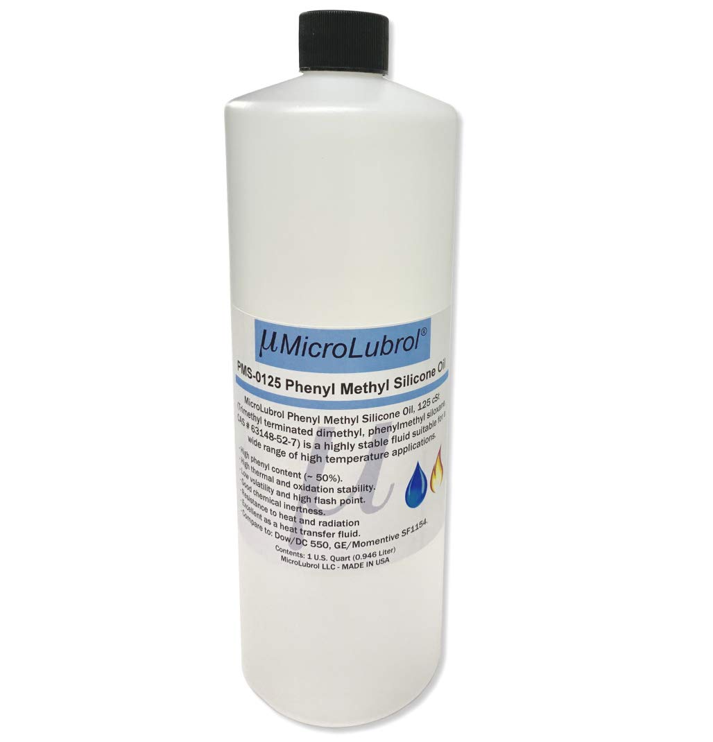 PMS-0125 Phenyl Methyl Silicone Oil - 125 CST Viscosity, 1 Quart (32 oz) - High Temp Lubricant for Industrial, Automotive & Electrical Applications