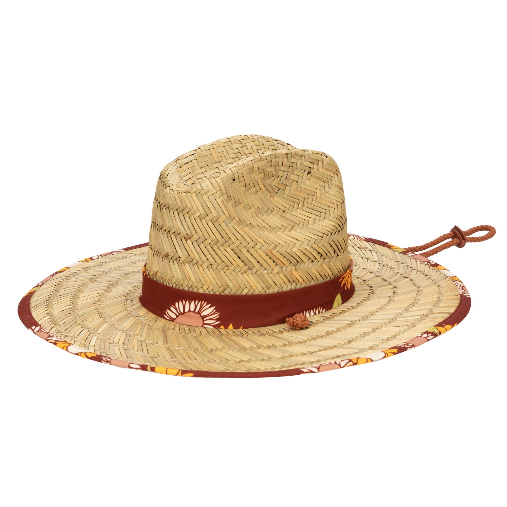 Sunflower Printed Kids Straw Lifeguard Hat with UPF Protection - Perfect for Beach, Pool, and Outdoor Summer Activities