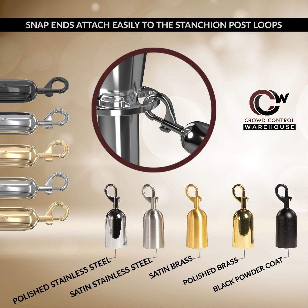 Premium Heavy-Duty Velvet Stanchion Rope with Cotton Core - 10ft Red Queue Barrier with Polished Brass Snap Ends for Movie Theaters, Events, Grand Openings & VIP Areas - Durable Crowd Control Solution for Theaters, Hotels, Museums and Special Occasions