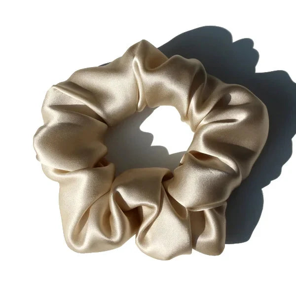 Premium Silk Scrunchie Hair Ties - Soft & Gentle Hair Bands for Women & Girls (3-Pack) - Perfect for Workouts, Sleep, and Everyday Styling